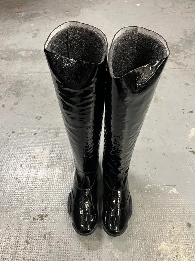 Marithe + Francois Girbaud Marithé + François Girbaud Topic Leather Patent Black Boots Size US 8 / IT 38 - 3 Thumbnail