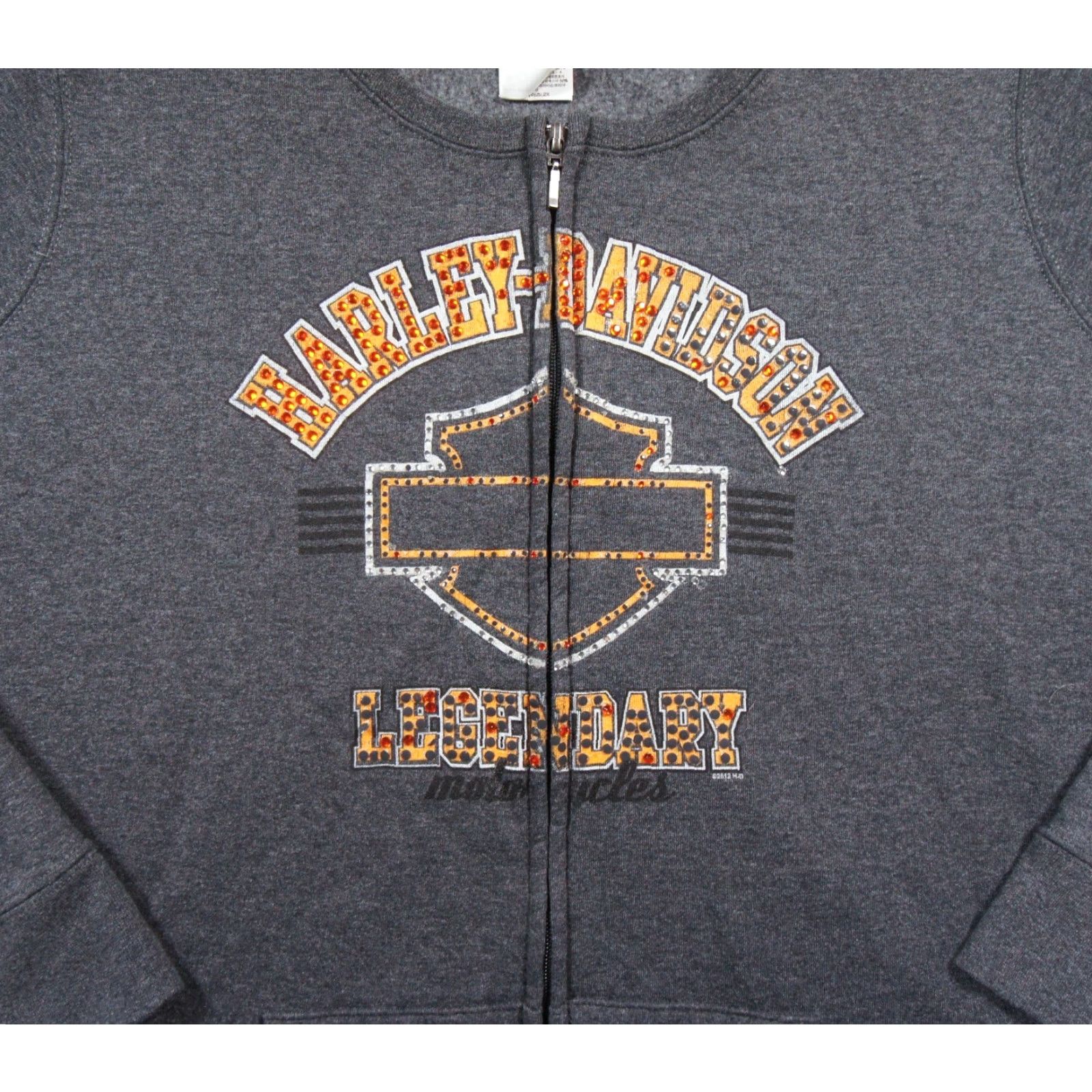 Harley Davidson Harley-Davidson Sweatshirt Womens 2X Gray Full Zip Fleece Motorcycle Bedazzled Size XXL / US 16-18 / IT 52-54 - 2 Thumbnail