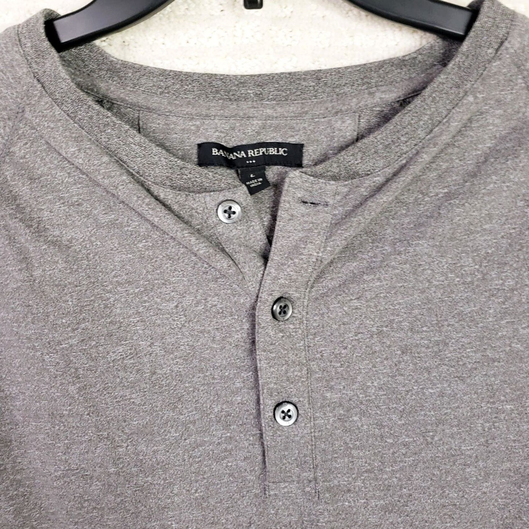 Banana Republic BANANA REPUBLIC Button Front Pullover Henley Shirt L Mens Gray Long Sleeve Shirt Regular Fit Size US L / EU 52-54 / 3 - 3 Thumbnail