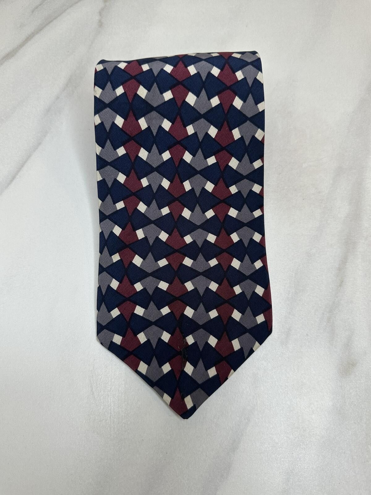 TED LAPIDUS Vintage Ted Lapidus 100% silk tie navy/burgundy/grey/cream Size ONE SIZE - 1 Thumbnail