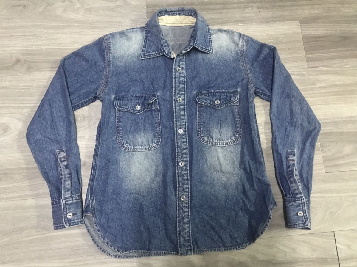 Buzz Rickson's × Indigo Reproduction USN Chambray Work Shirt Size US M / EU 48-50 / 2 - 2 Thumbnail