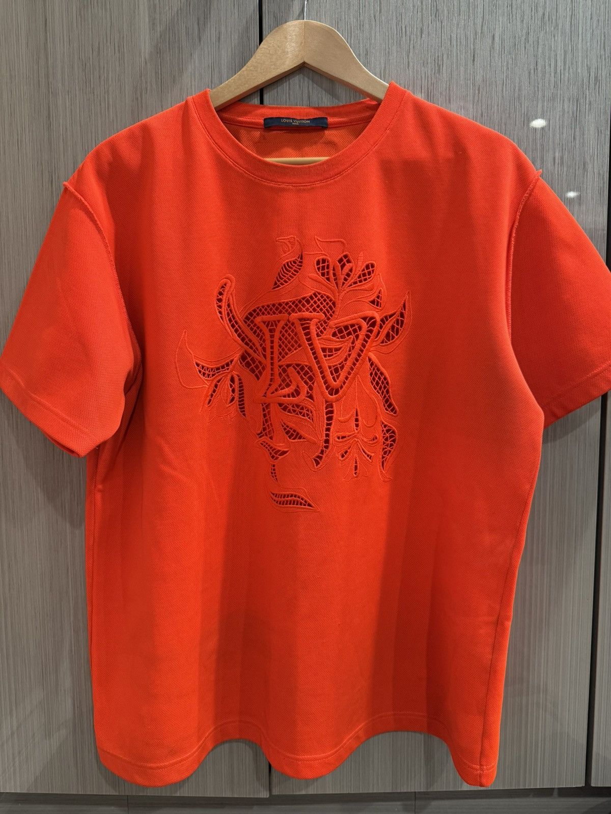 Louis Vuitton Louis Vuitton Neon Orange Mesh Flower T Shirt