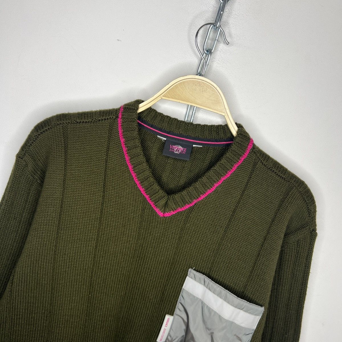 Versace × Versace Jeans Couture × Vintage Vintage Versace Y2K Sweater Heavy Chunky Knit Wool 90s 00s Size US M / EU 48-50 / 2 - 4 Thumbnail