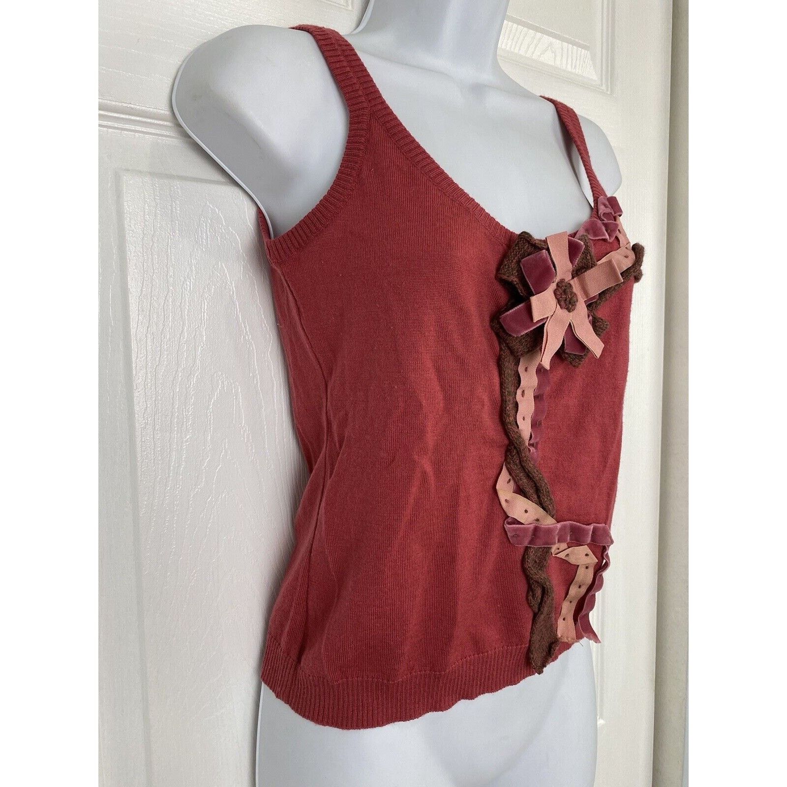 Moschino Moschino Cheap & Chic Wool Velvet Bow Camisole Blouse Pink Size M / US 6-8 / IT 42-44 - 3 Thumbnail