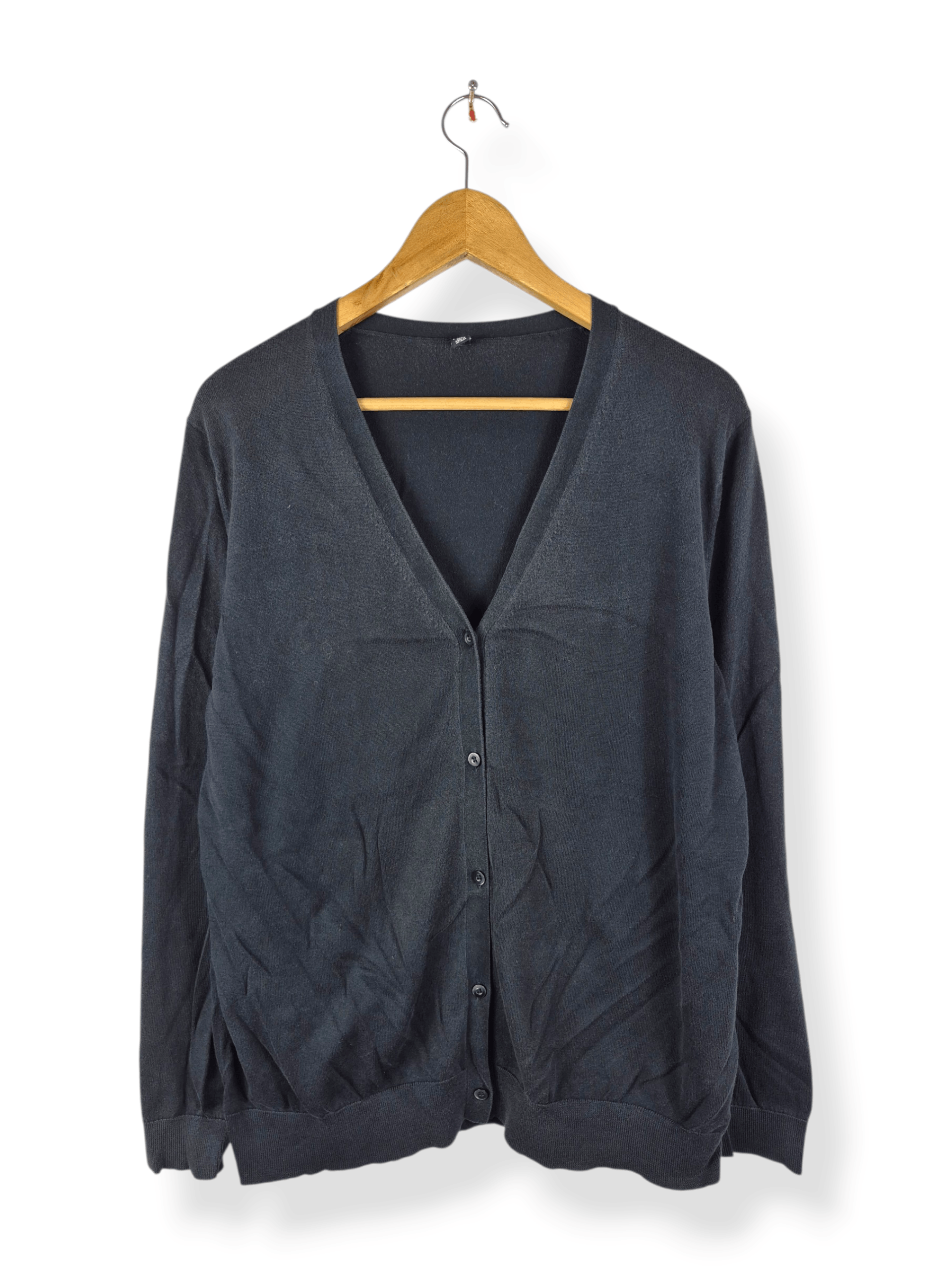 Japanese Brand 🔥 Uniqlo Black Cardigan Sweater Knitwear Size 3XL / US 20-22 - 1 Thumbnail