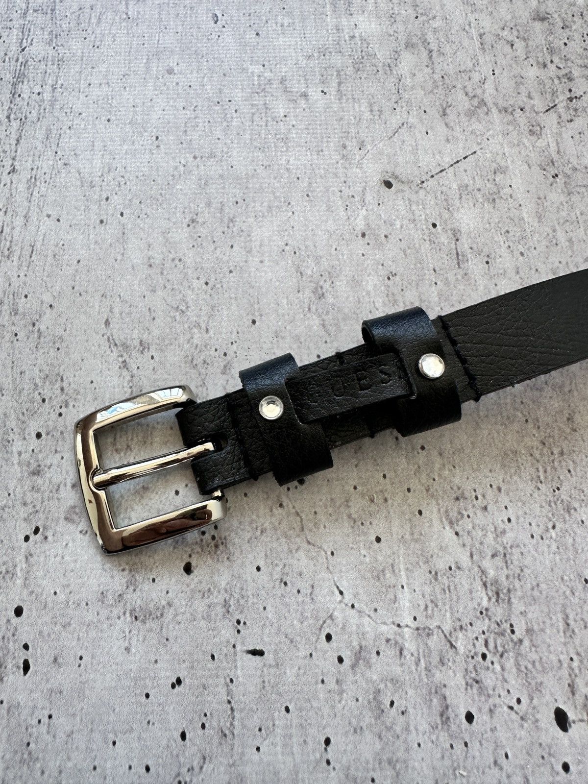 Guess Guess Black Faux Leather Belt Silver “GUESS” Buckle Size ONE SIZE - 5 Thumbnail