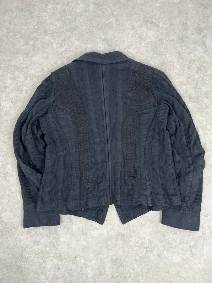 Dries Van Noten Dries Van Noten Dark Navy Hybrid Plissed Blazer Jacket Size 38R - 6 Thumbnail