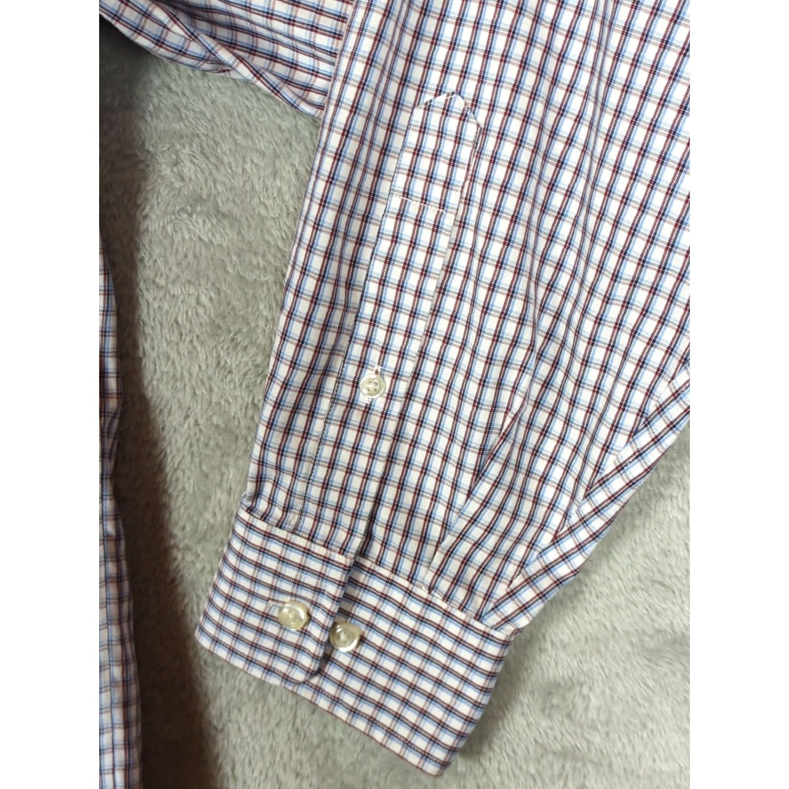 Lands' End Lands' End Dress Shirt Mens L Multicolor Check Non-Iron Oxford 100% Cotton Long Sleeve Button Barrel Cuff Regular Size US L / EU 52-54 / 3 - 3 Thumbnail