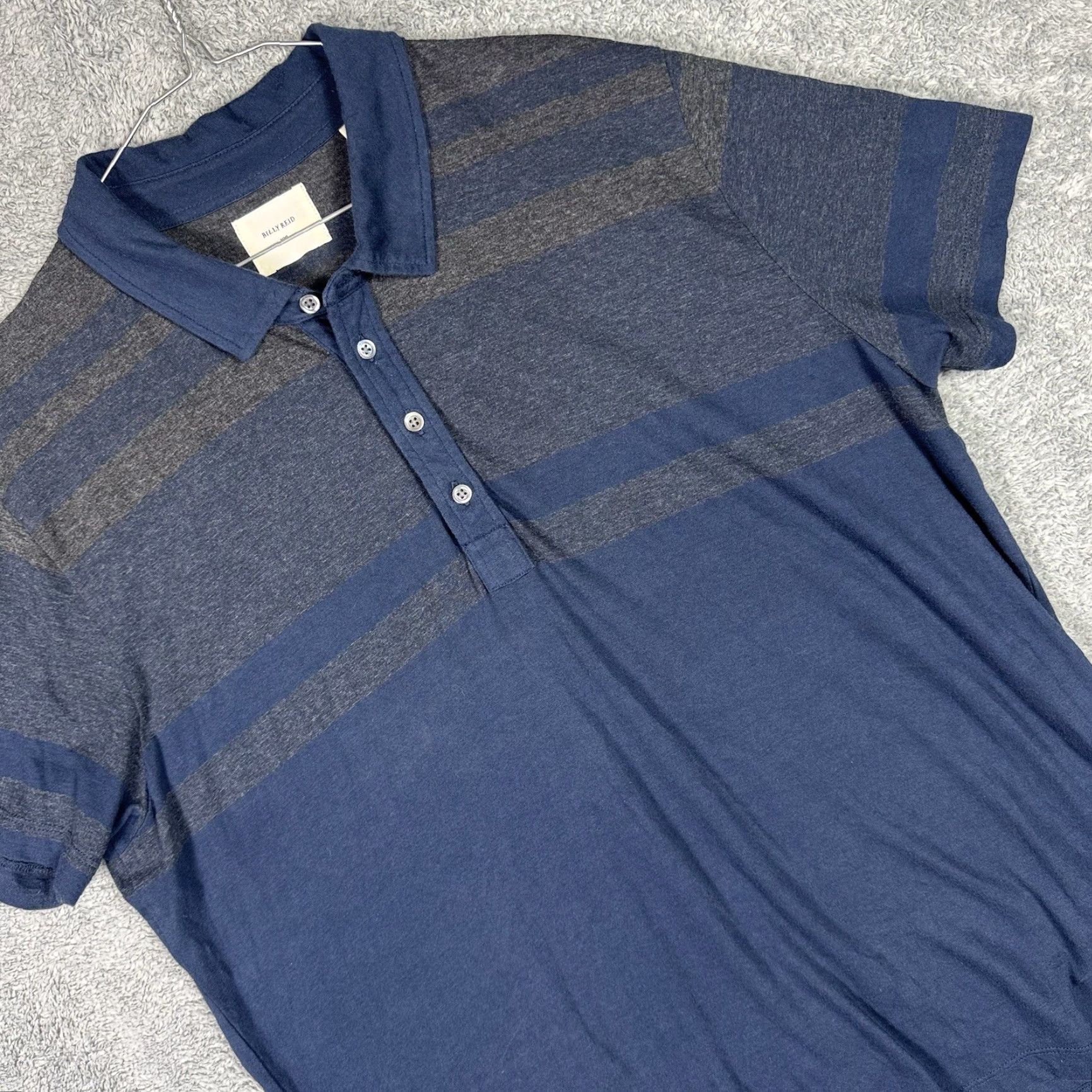 Billy Reid Billy Reid Polo Shirt Mens 2XL Blue Gray Cotton Golf Knit Short Sleeve Button Embroidered Logo Casual Shirt Mens Size US XXL / EU 58 / 5 - 2 Thumbnail