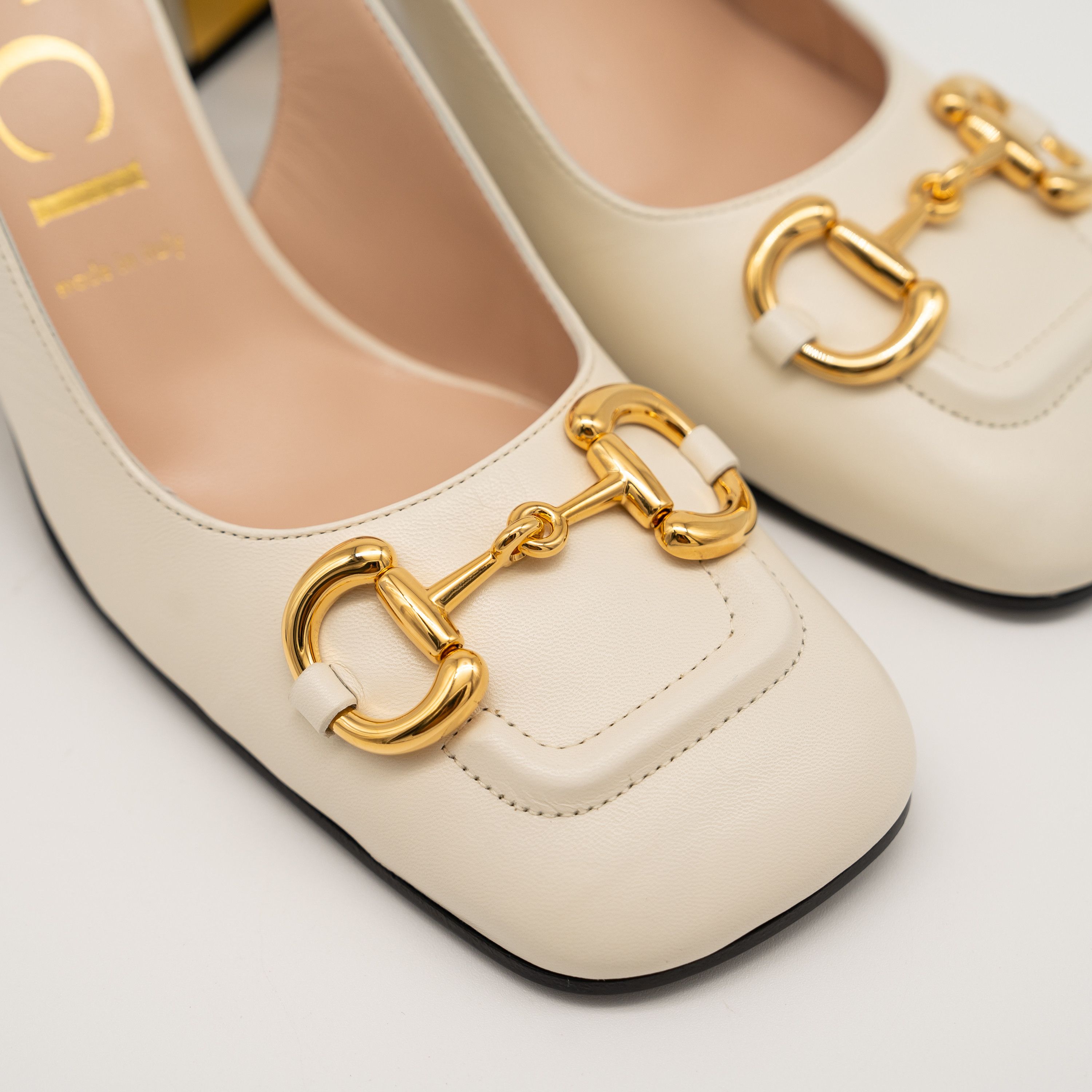 Gucci Gucci 1955 Horsebit Leather Slingback Sandals White Gold Size US 11.5 / IT 41.5 - 7 Thumbnail