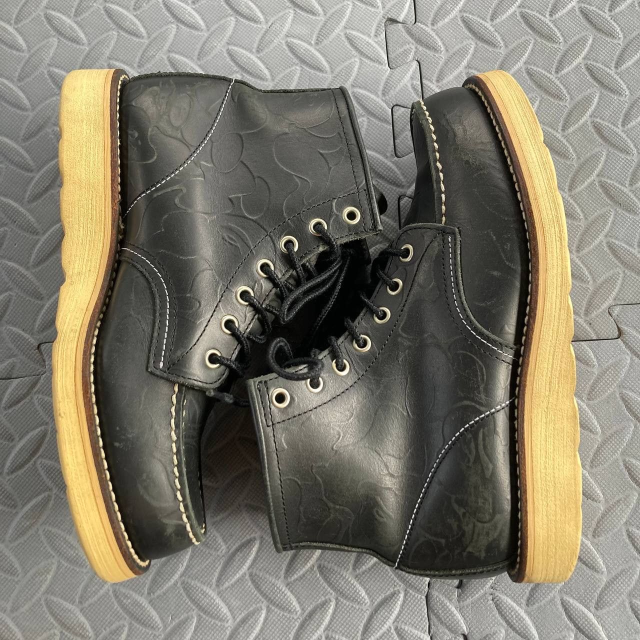 Bape 2009 Simple Soldier Black Camo Leather Boots Size US 7.5 / EU 40-41 - 6 Thumbnail
