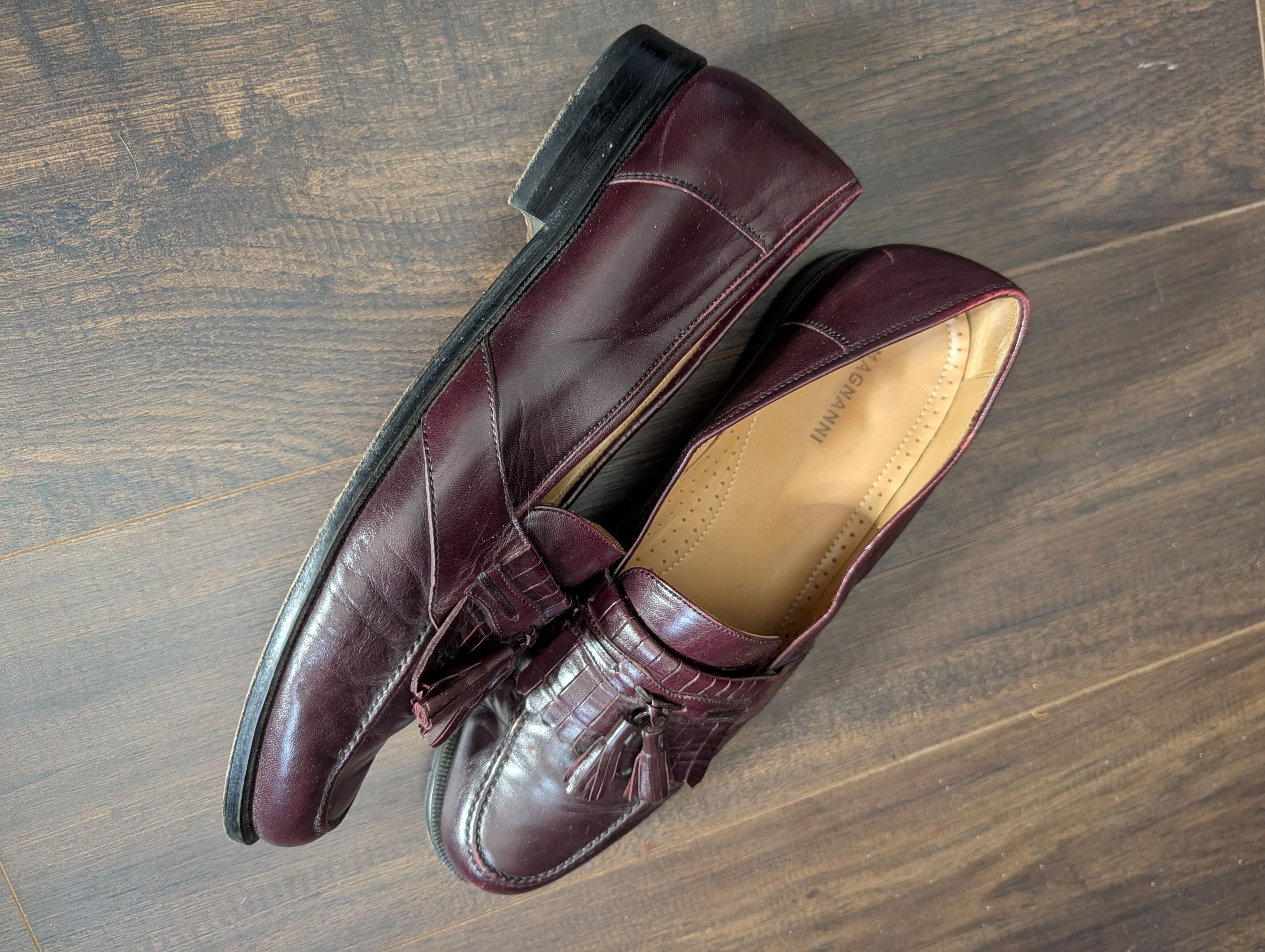 Magnanni Burgundy/Wine Leather Tassel Kiltie Loafers 11.5 Size US 11.5 / EU 44-45 - 1 Thumbnail
