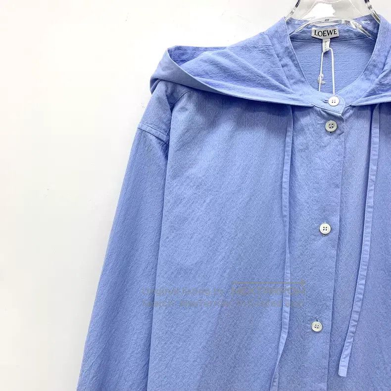 Loewe Loewe Blue Logo Subtle Pattern All-Over Print Cotton Hoode Size XS / US 0-2 / IT 36-38 - 3 Thumbnail