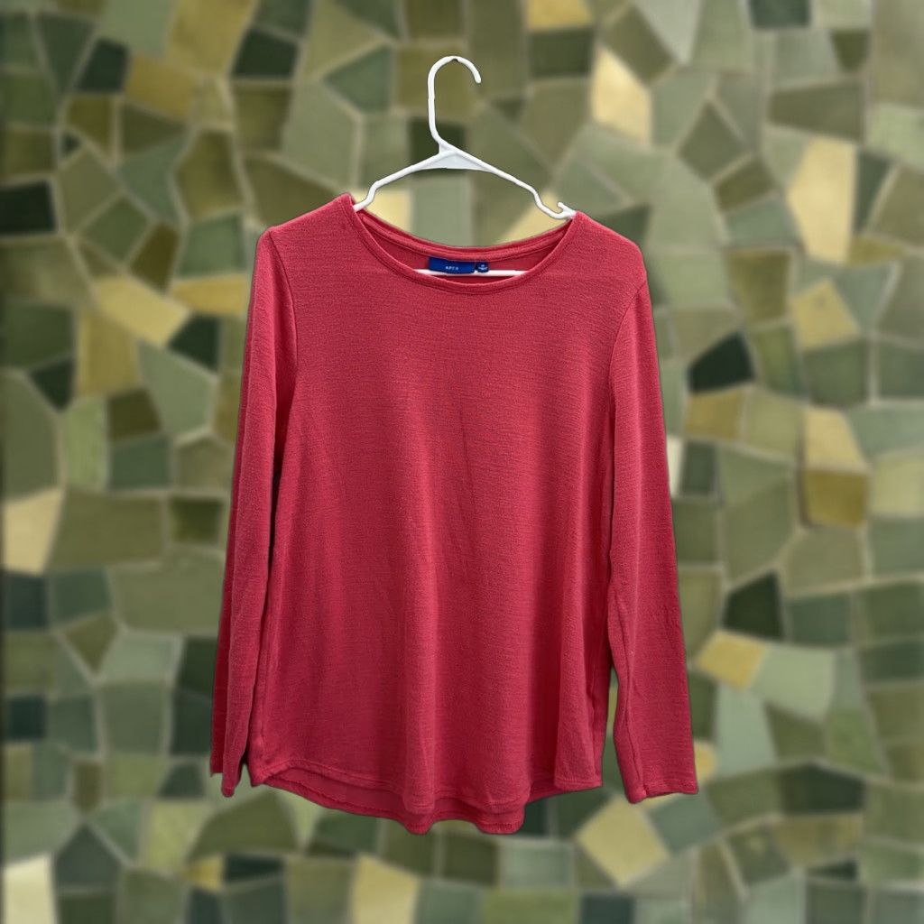 Apt. 9 Apt. 9 Womens Sweater Shirt Medium Bright Pink Long Sleeve Knit V-Neck Solid All Seasons Casual Womens Size M / US 6-8 / IT 42-44 - 1 Thumbnail