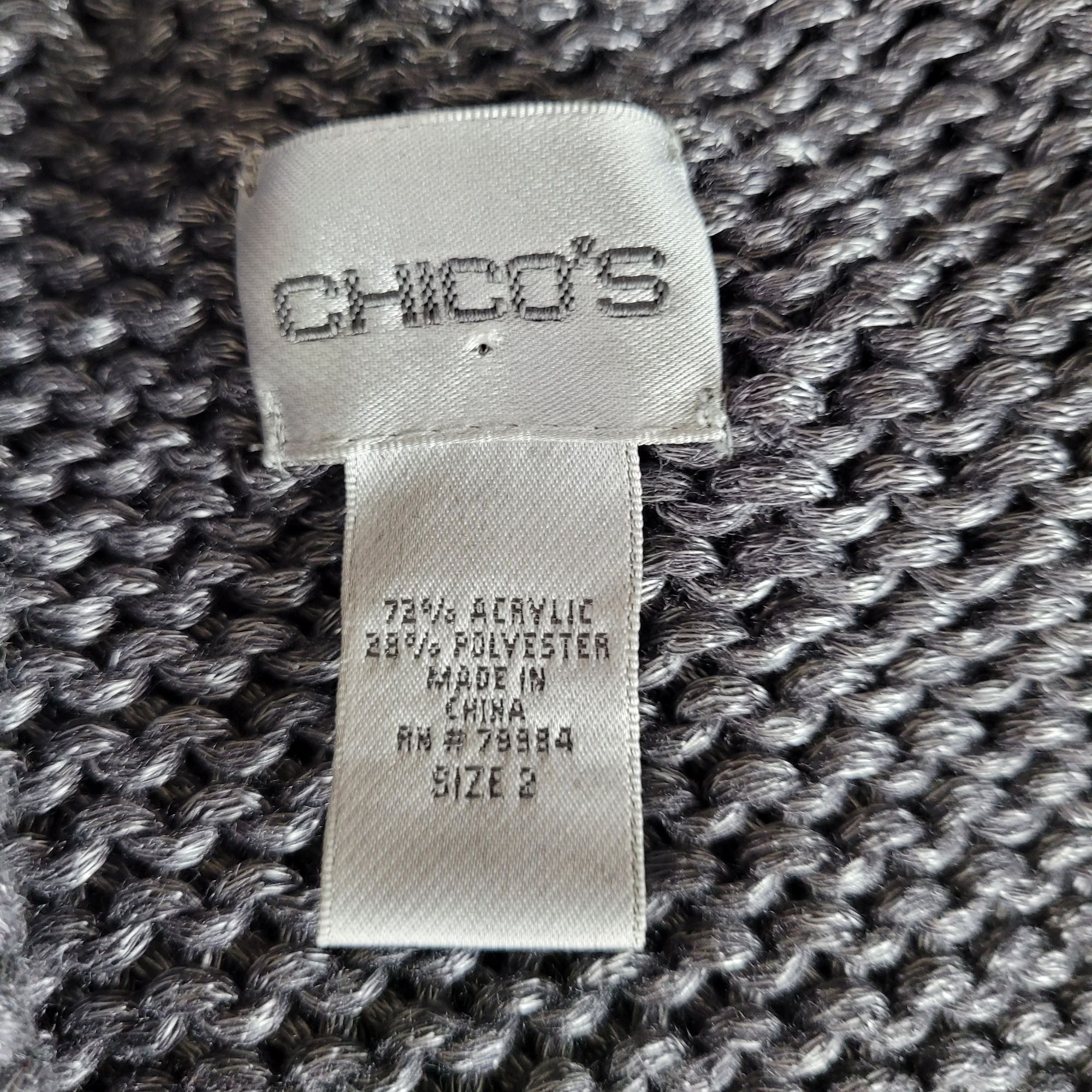 Vintage Vtg Chico's Longline Cardigan Duster Sz L Knit Metallic Gra Size L / US 10 / IT 46 - 2 Thumbnail
