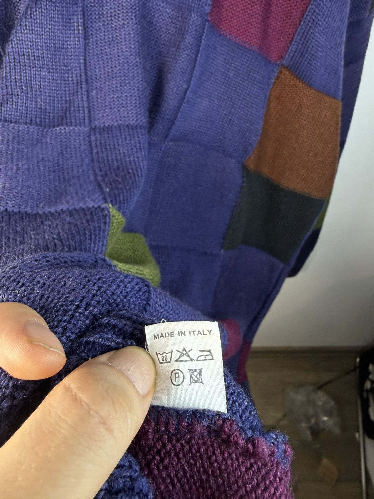 Yves Saint Laurent 🇮🇹 90s Wool YSL Sweater Knit Patchwork Saint Laurent Paris Size US L / EU 52-54 / 3 - 8 Thumbnail
