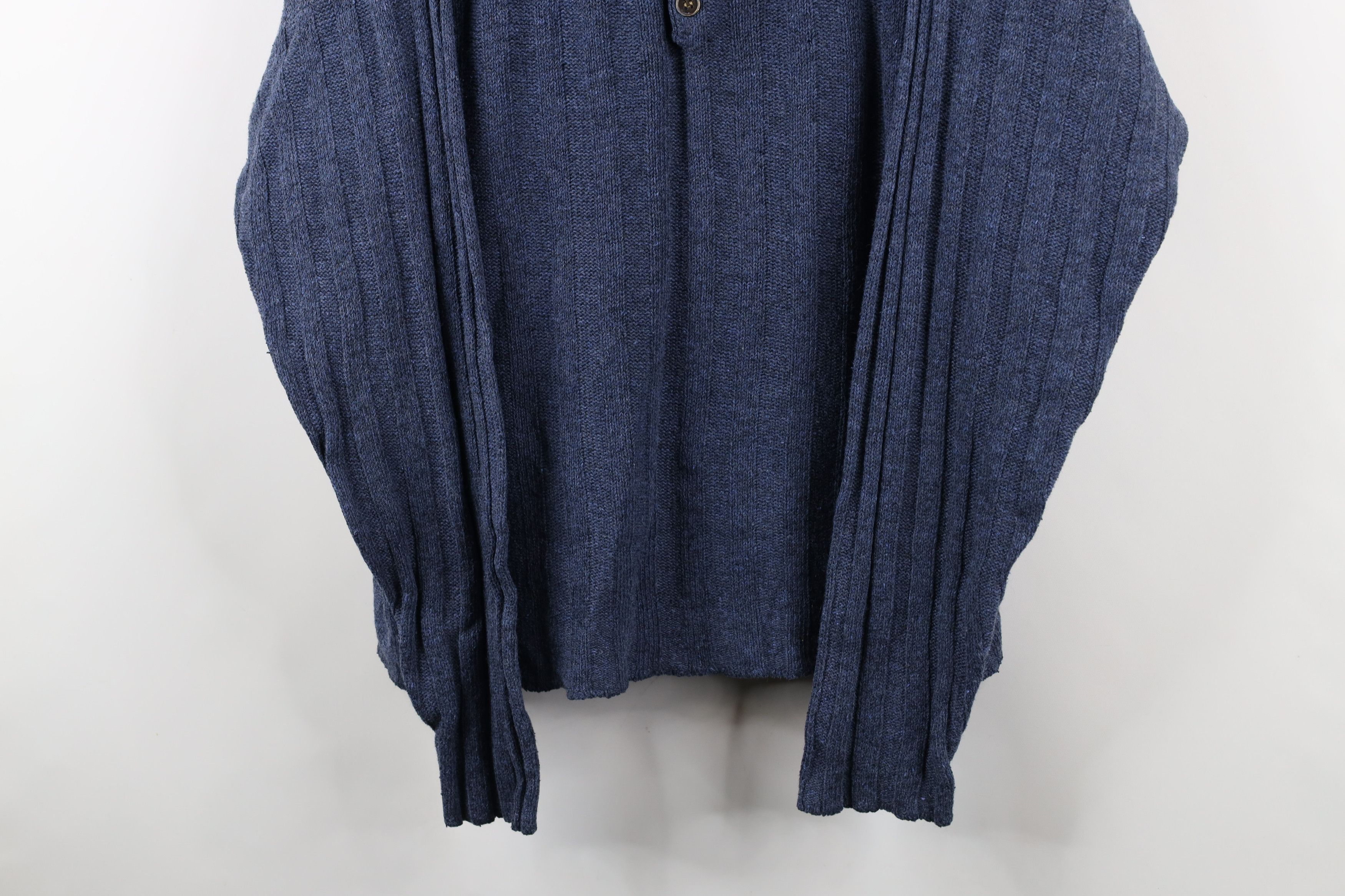 Vintage Vintage 90s Streetwear Ribbed Marled Knit Henley Sweater Size US L / EU 52-54 / 3 - 3 Thumbnail