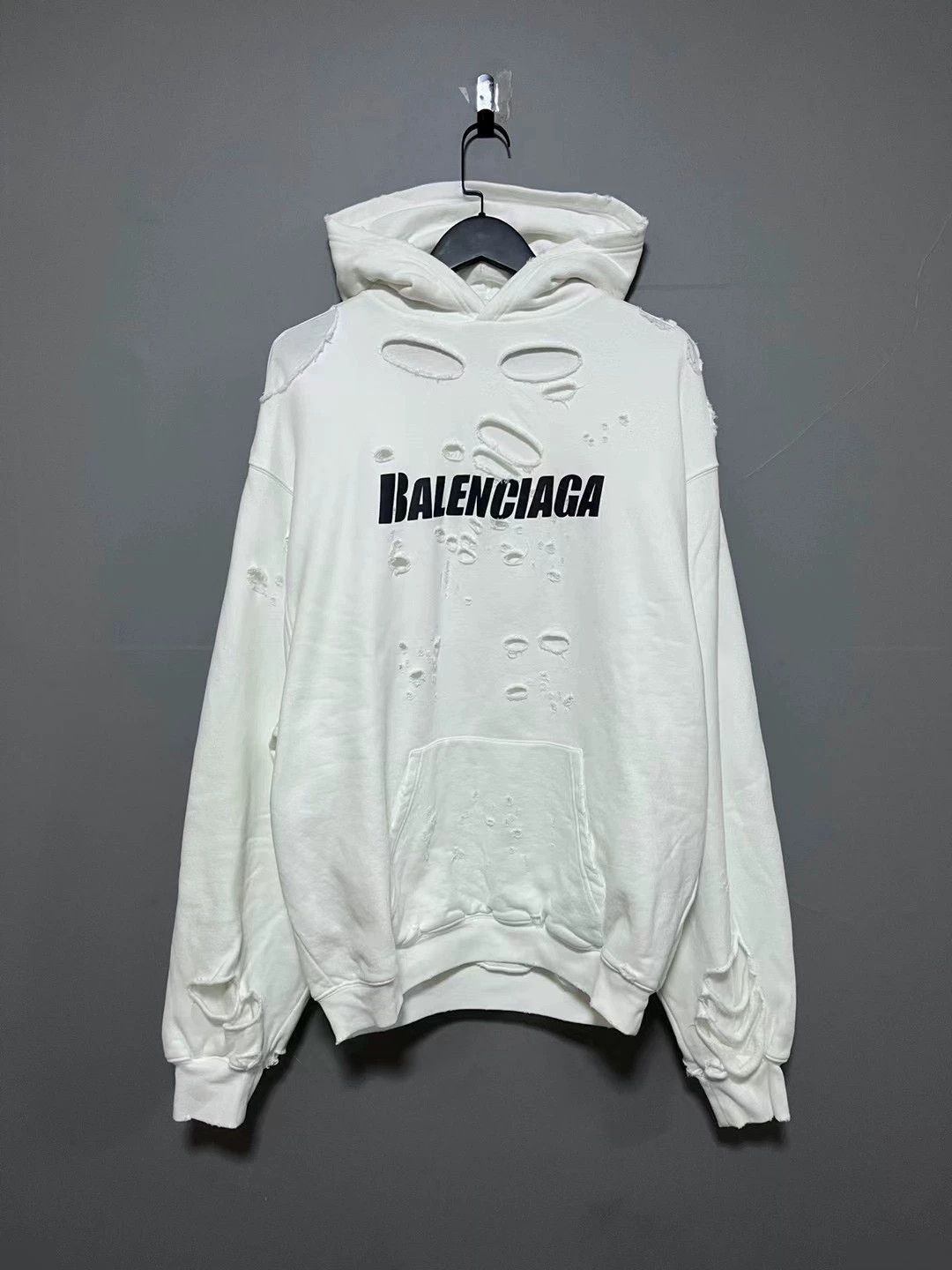 Balenciaga Balenciaga White Big Hole Hoodie Size US XXS / EU 40 - 1 Thumbnail