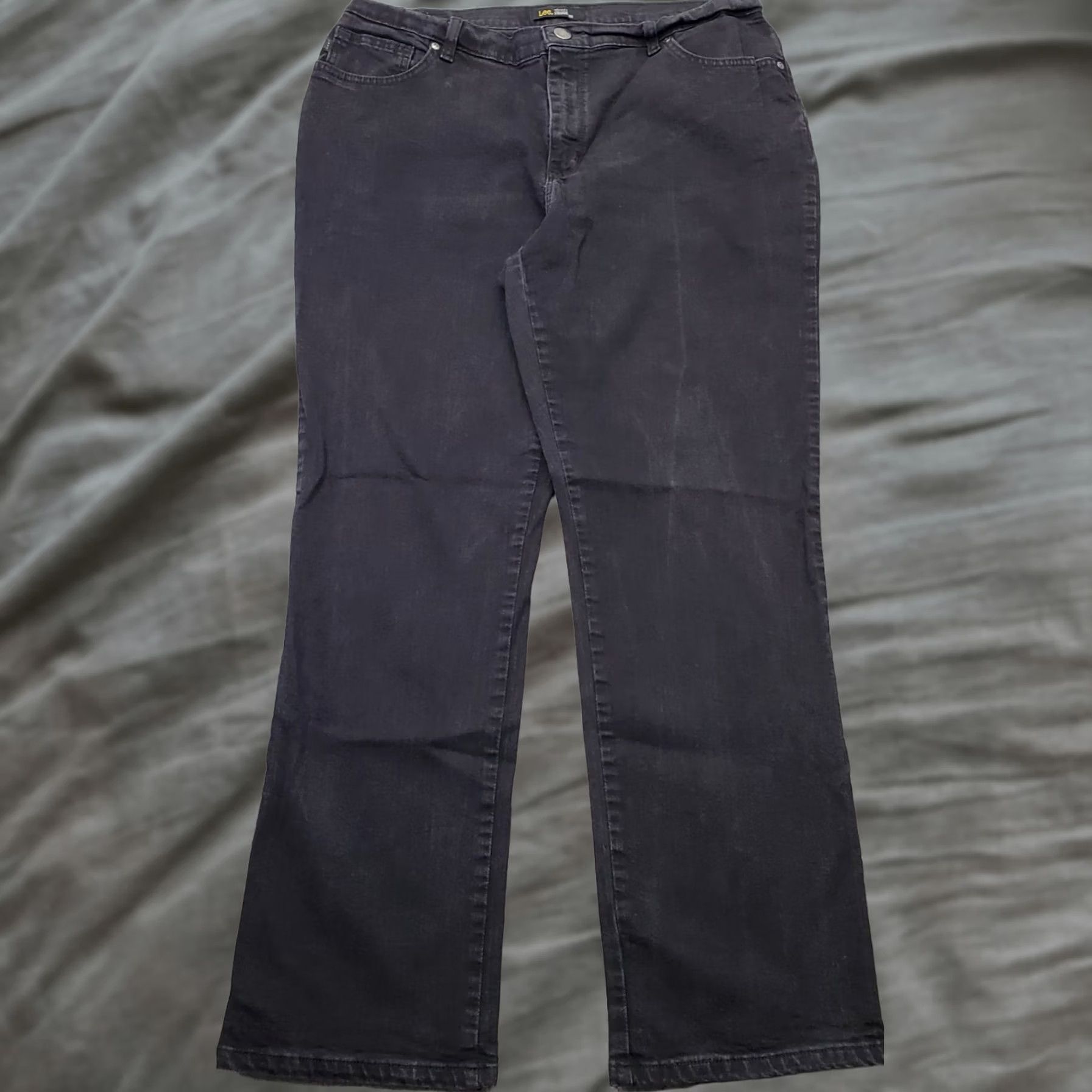Lee Lee Jeans Womens Size 16 Black Denim Stretch Relaxed Straight Leg - 5-Pocket Denim Size 38" / US 16 / IT 52 - 1 Thumbnail