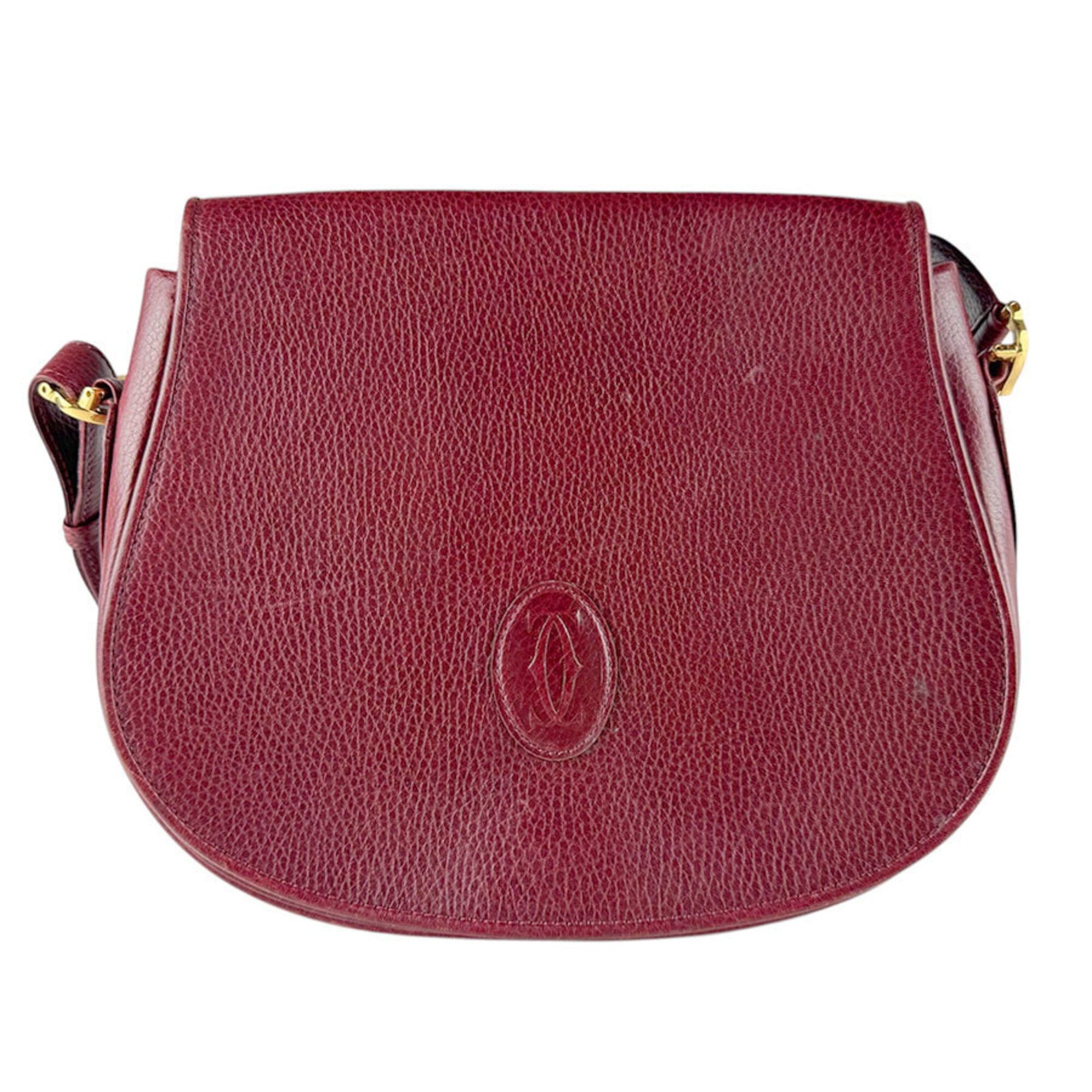 Cartier Cartier Shoulder Bag Must Line Leather Burgundy Gold Women's z9343 Size ONE SIZE - 1 Thumbnail