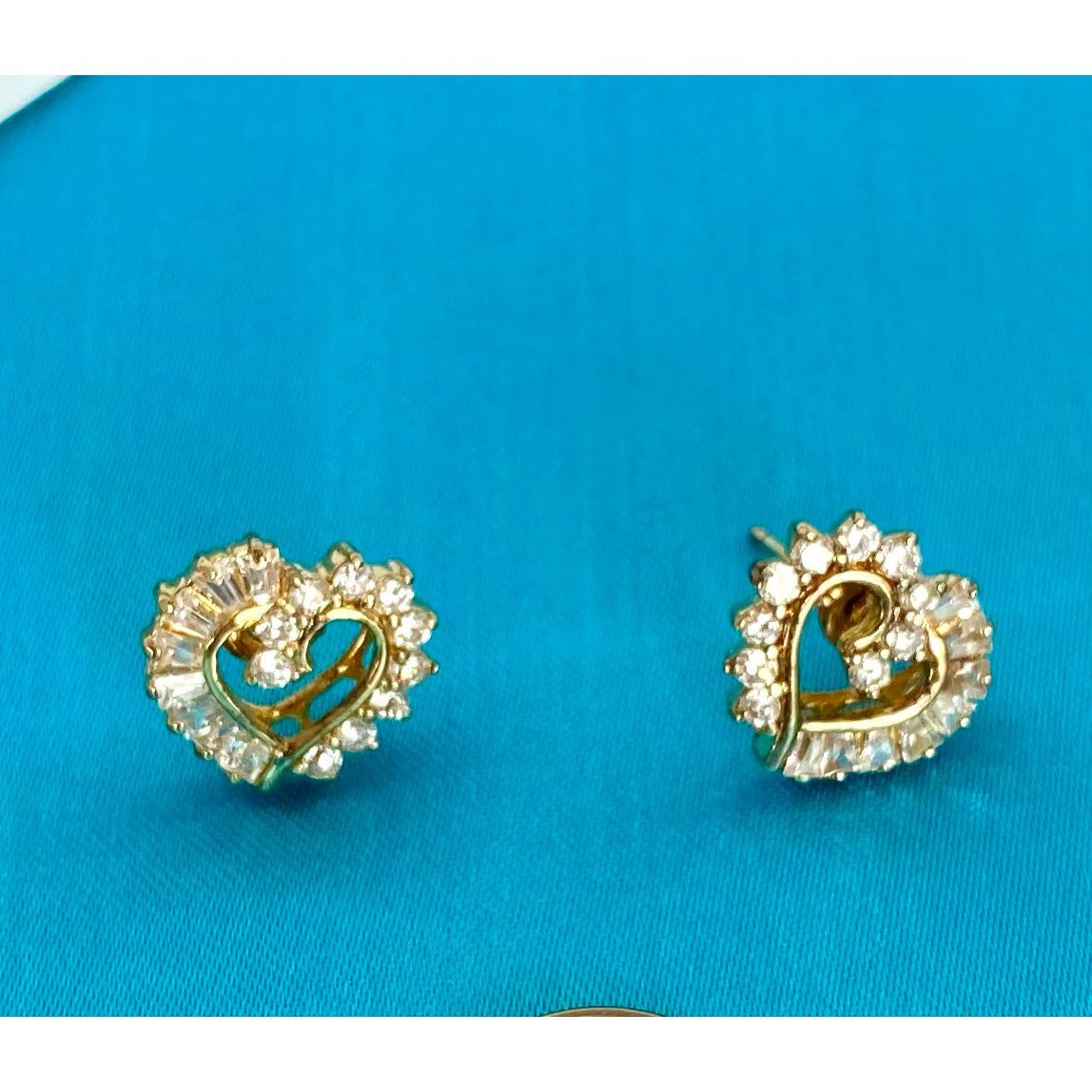 BV# Vermeil 925 Gold & Cz Heart 18” Necklace & Earrings