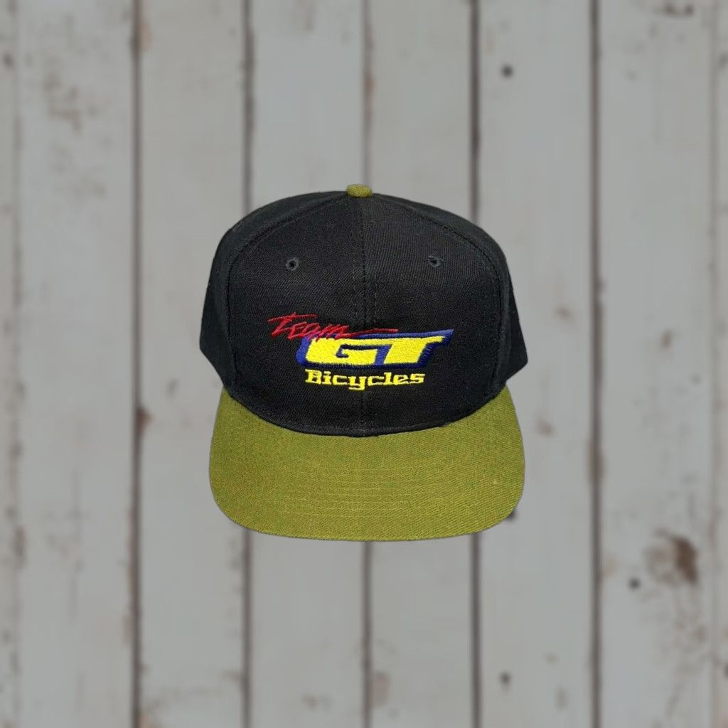 Vintage VINTAGE Otto Two Tone Snapback Hat Black Olive / GT BMX Theme 80s 90s Bicycles Mens Adjustable Cap Size ONE SIZE - 1 Thumbnail
