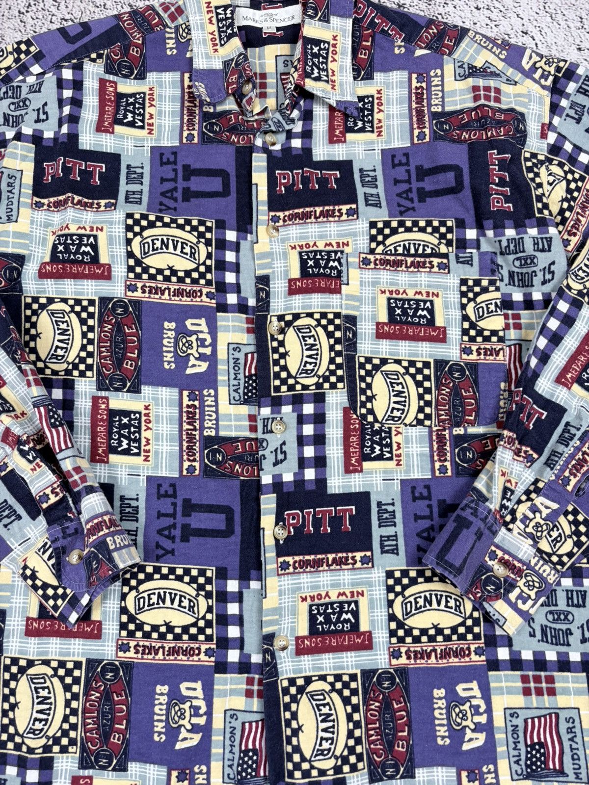 Japanese Brand Vintage Marks & Spencer All Over Print University Shirt M Size US M / EU 48-50 / 2 - 5 Thumbnail