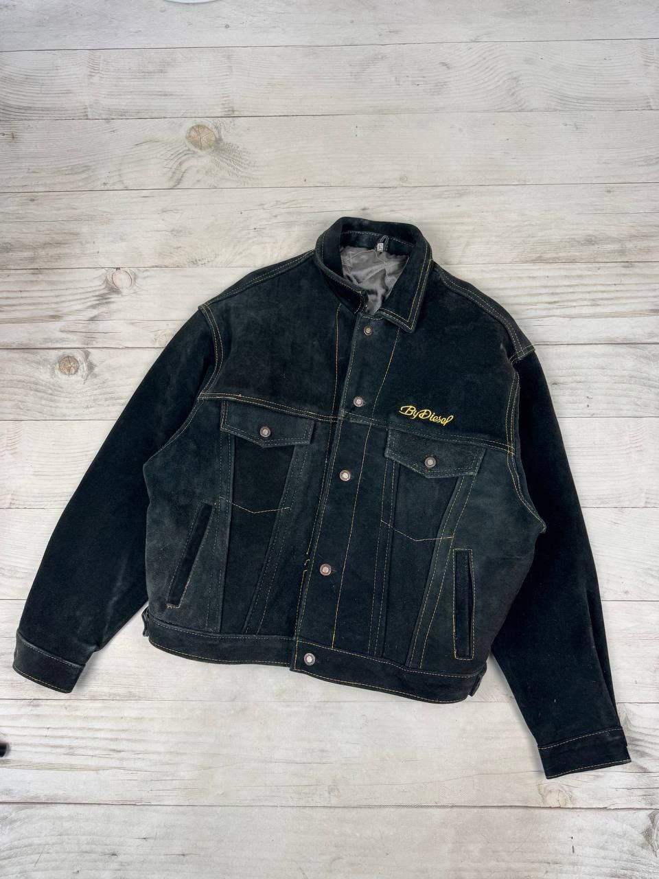 Vintage Diesel Leather Jacket Big Logo 90s