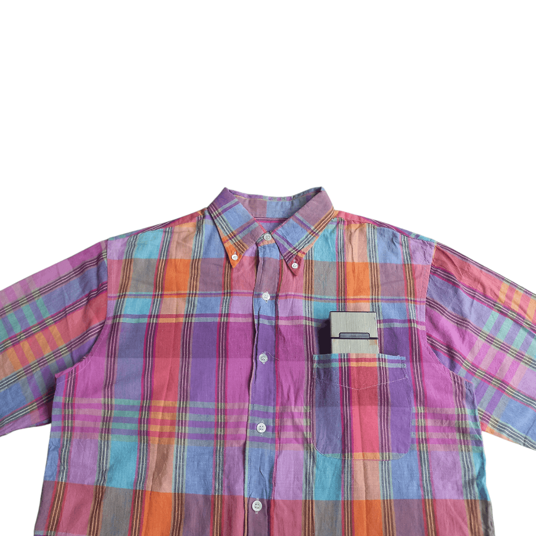 Sugar Cane Sugar Cane ToyoEnterprise - Rainbow Plaid Short Sleeve Shirt Size US L / EU 52-54 / 3 - 3 Thumbnail