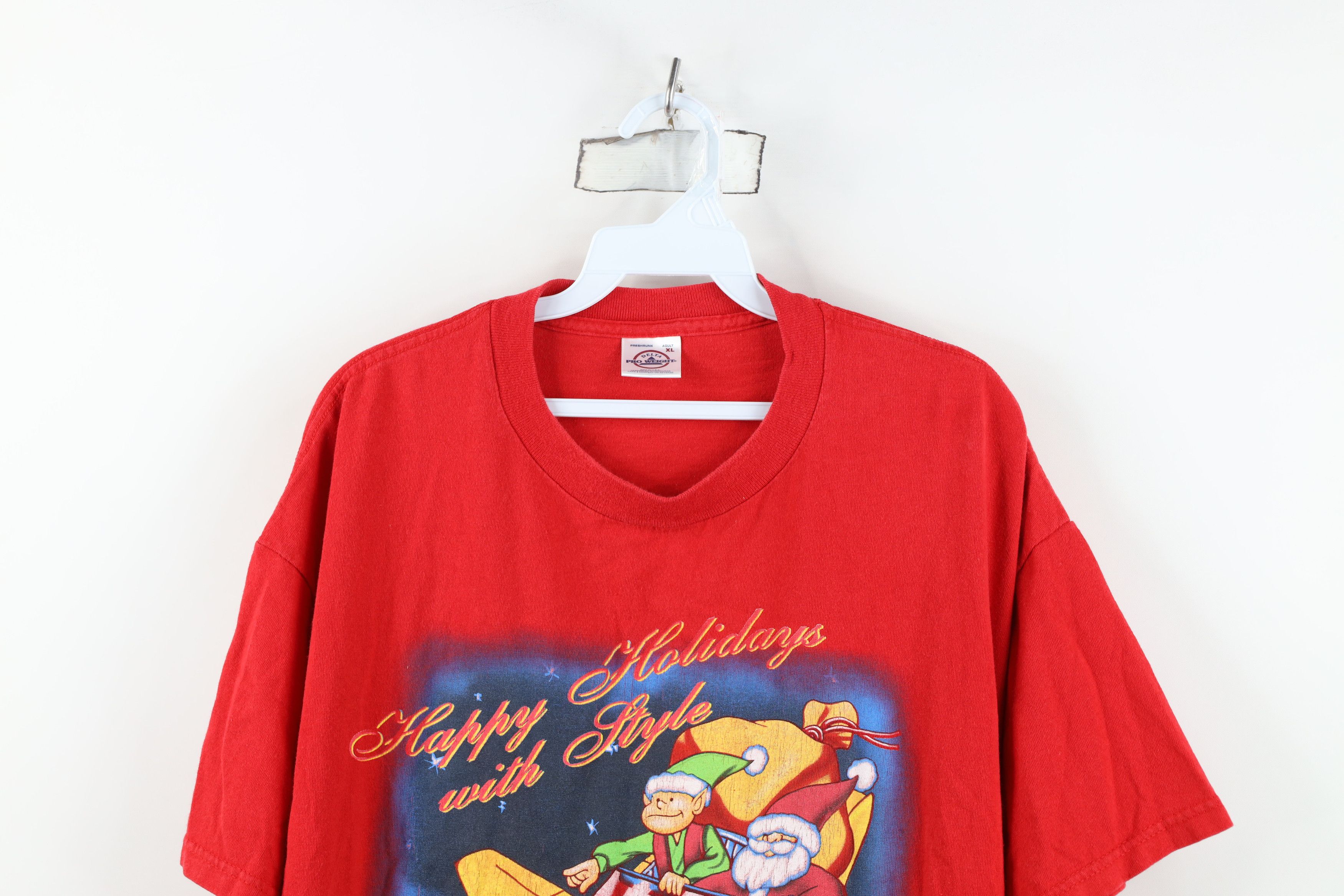 Vintage Vintage 90s Christmas Happy Santa Sports Car T-Shirt Red Size US XL / EU 56 / 4 - 2 Thumbnail