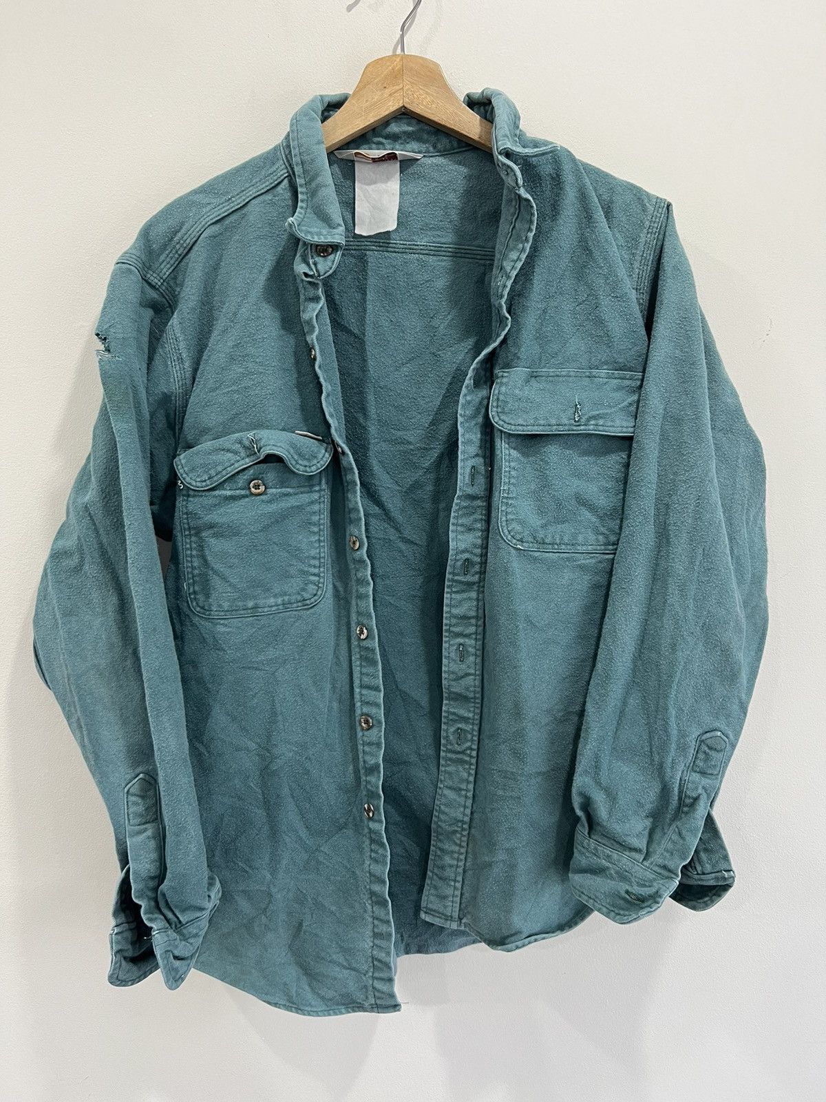 Carhartt × Vintage Vintage Carhartt Rugged Wear Green Button Up Shirt Size US L / EU 52-54 / 3 - 1 Thumbnail