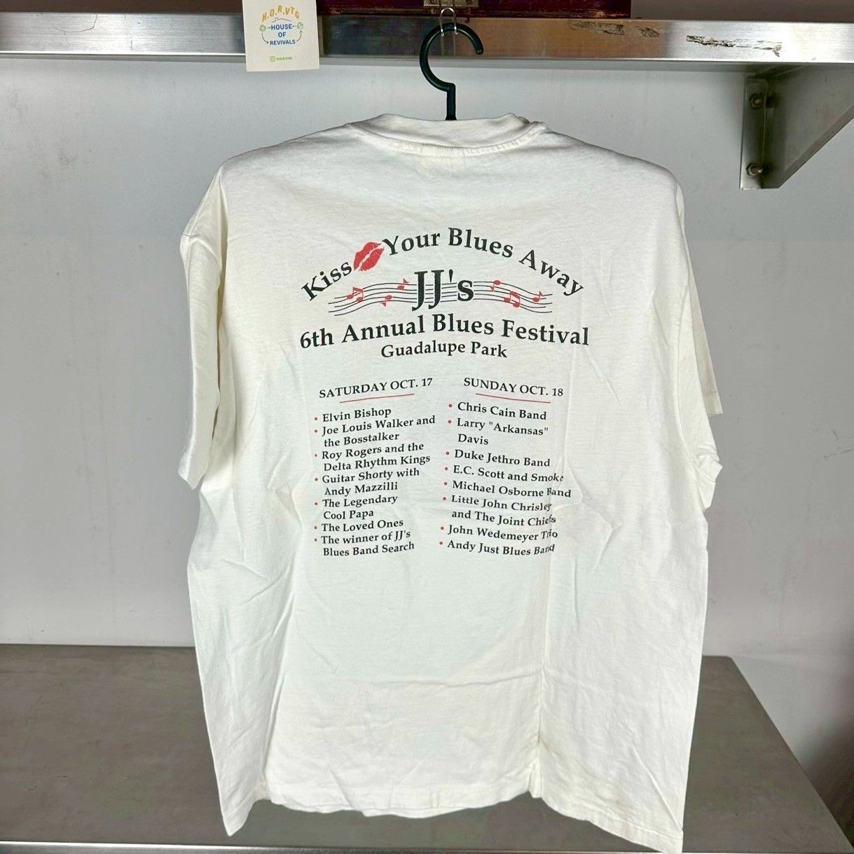 Vintage 1993 6th Annual Blues Festival Kiss Your Blues Away Tee Size US L / EU 52-54 / 3 - 3 Thumbnail