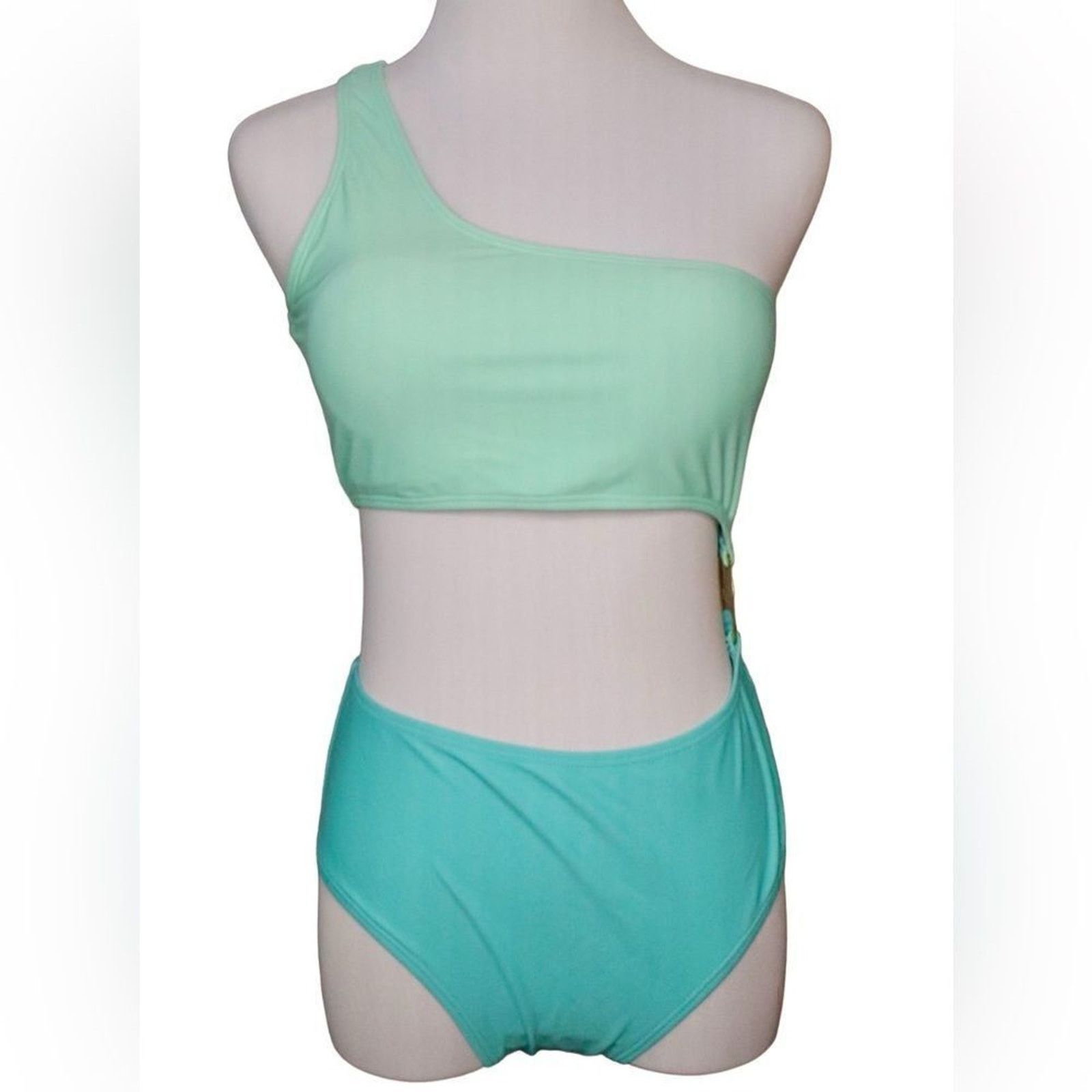 Shein Shein Blue Green 2 Tone 1pc Swimsuit MEDIUM Sexy Pastel Size M / US 6-8 / IT 42-44 - 1 Thumbnail