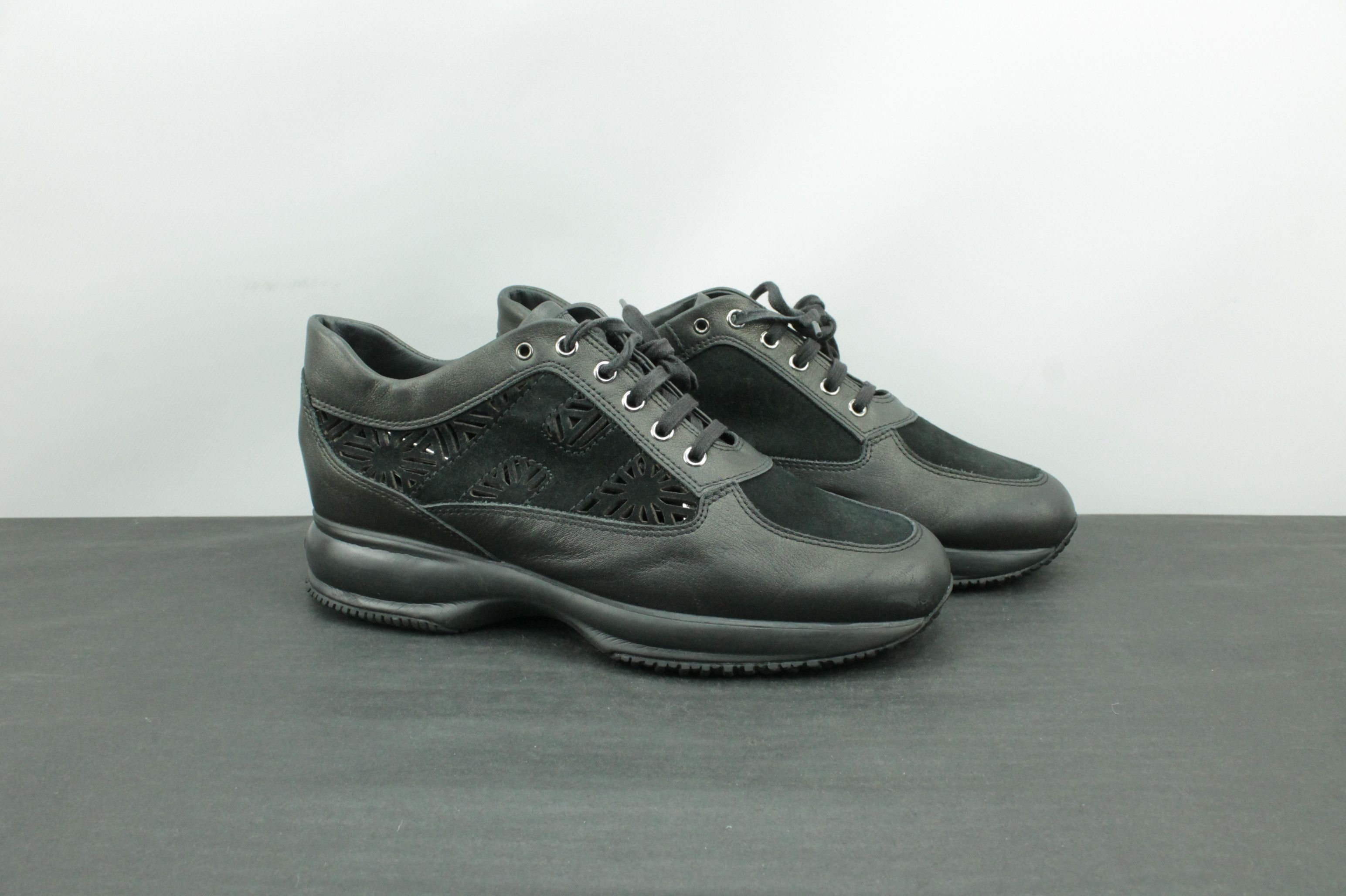 Hogan Hogan Interactive Black Leather Sneakers Shoes Women's Size US 11 / IT 41 - 1 Thumbnail
