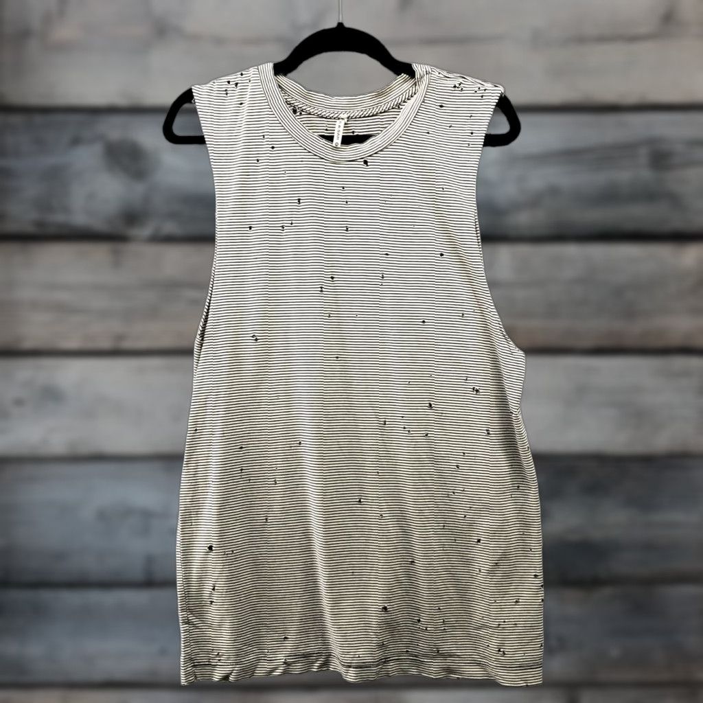Vintage Ema & Sam Tank Womens M Grunge Striped Distressed Sleeveless Crewneck Cotton Beige M Size M / US 6-8 / IT 42-44 - 1 Thumbnail