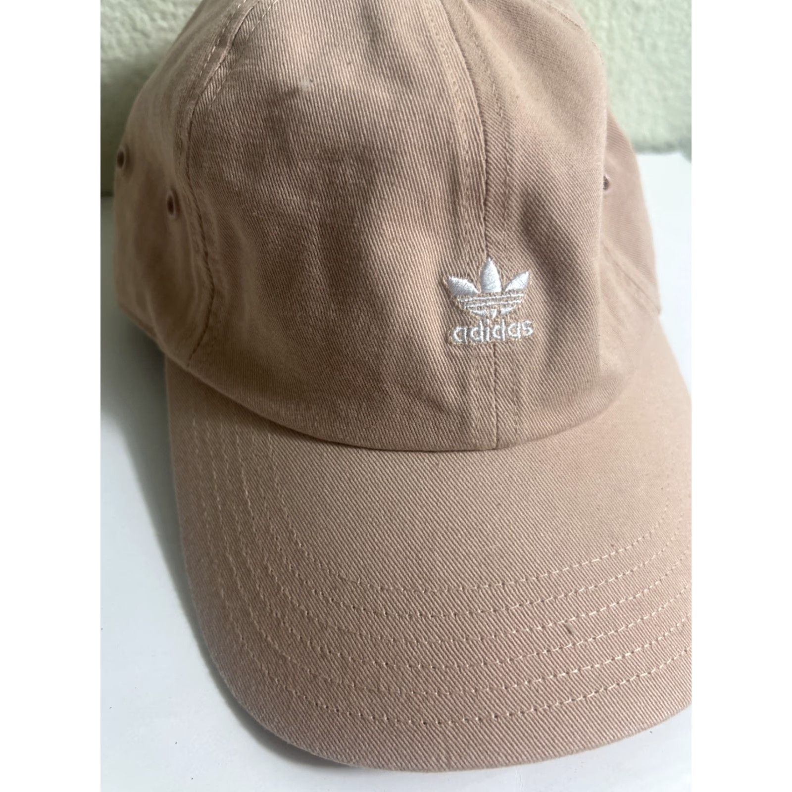 Adidas Adidas Originals Women's Pearl Pink Relaxed Mini Logo Adjustable Baseball Cap | Pink Knit Cotton Adjustable Adults Womens Cap Size ONE SIZE - 2 Thumbnail