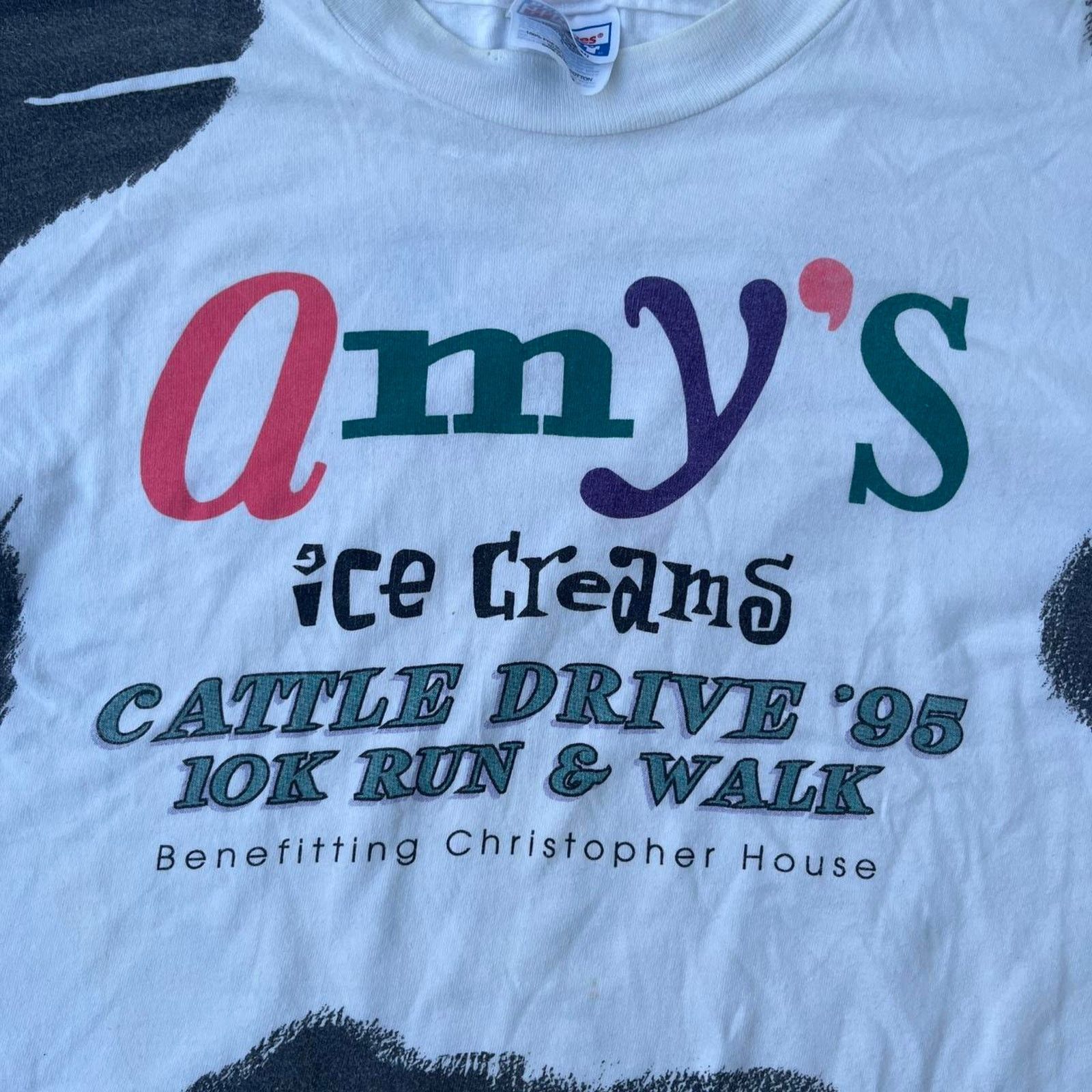 Hanes AOP Cow Print 90’s Amy’s Ice Cream Single Stitch Graphic T Size US L / EU 52-54 / 3 - 3 Thumbnail