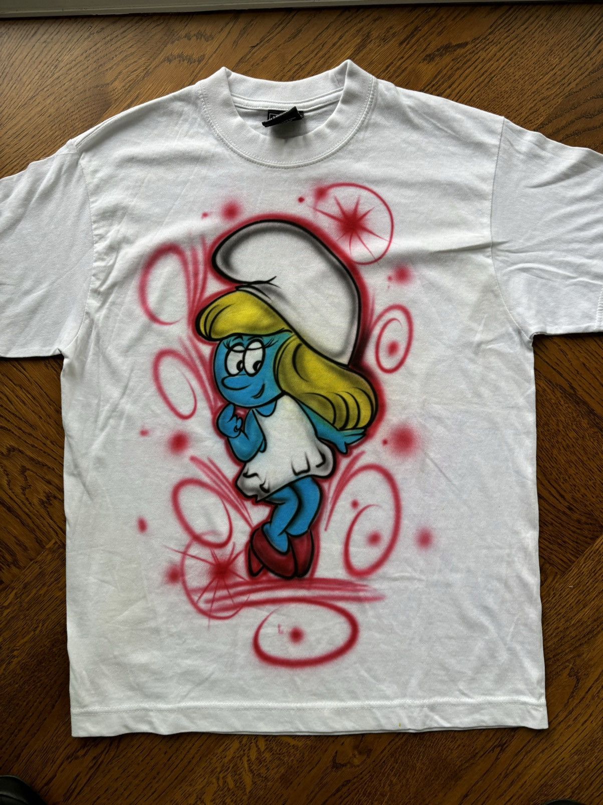 Y2K Airbrush Tee Vintage Smurfs Air Brush Paint 2000s Anime
