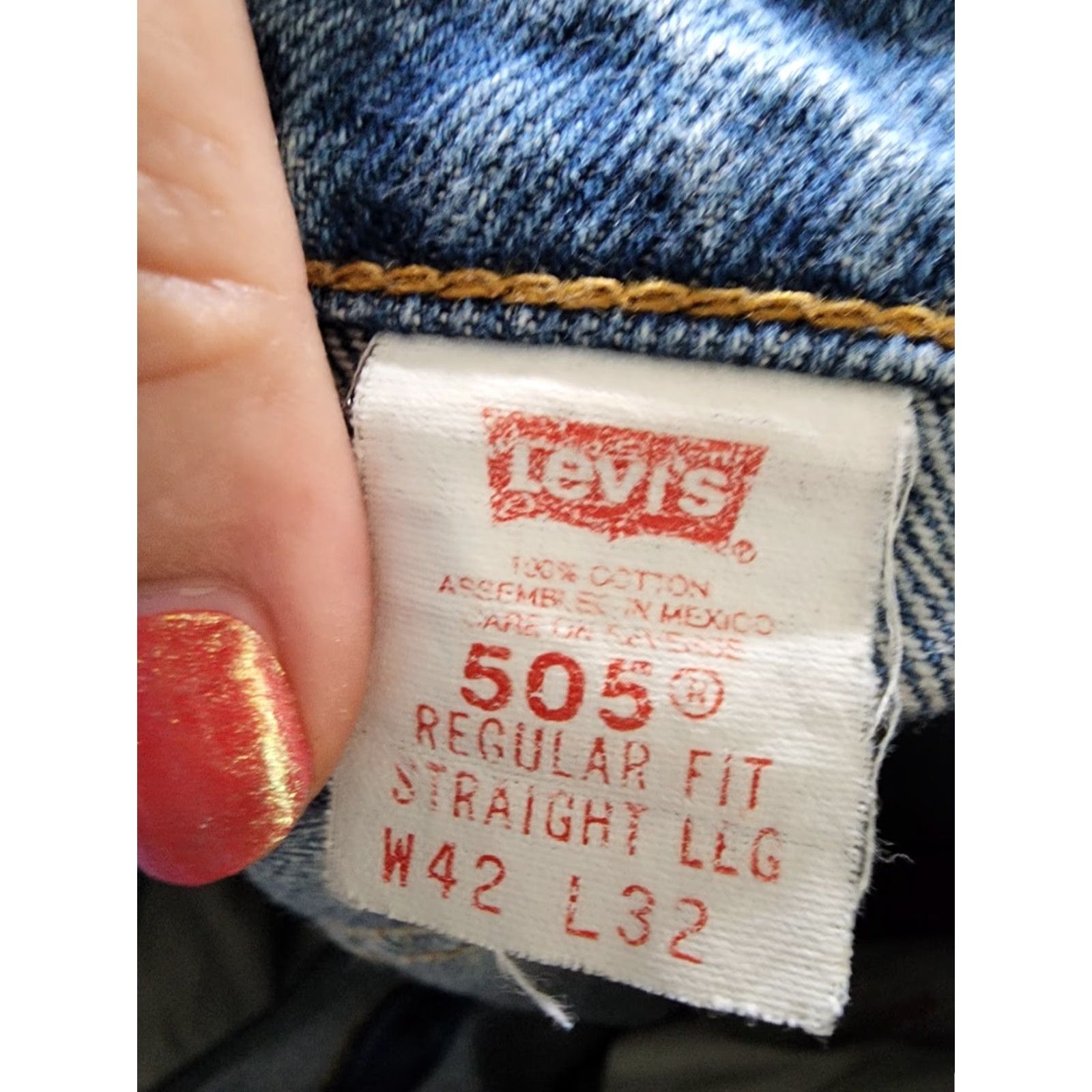 Levi's Levis Mens Jeans 42x32 Blue Denim 505 Regular Straight Fit Mid Rise Size US 42 / EU 58 - 5 Thumbnail