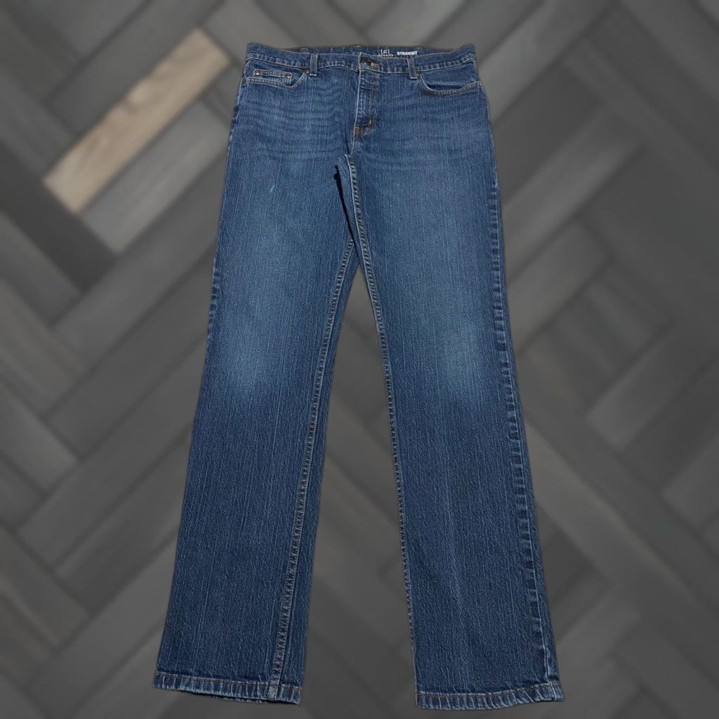 George GEORGE Jeans Mens Straight Leg Size 36x34 Dark Wash Denim Pants Blue 5-Pocket Comfort Stretch Regular Rise Mid 34 In Inseam Jeans Mens Size US 36 / EU 52 - 1 Thumbnail
