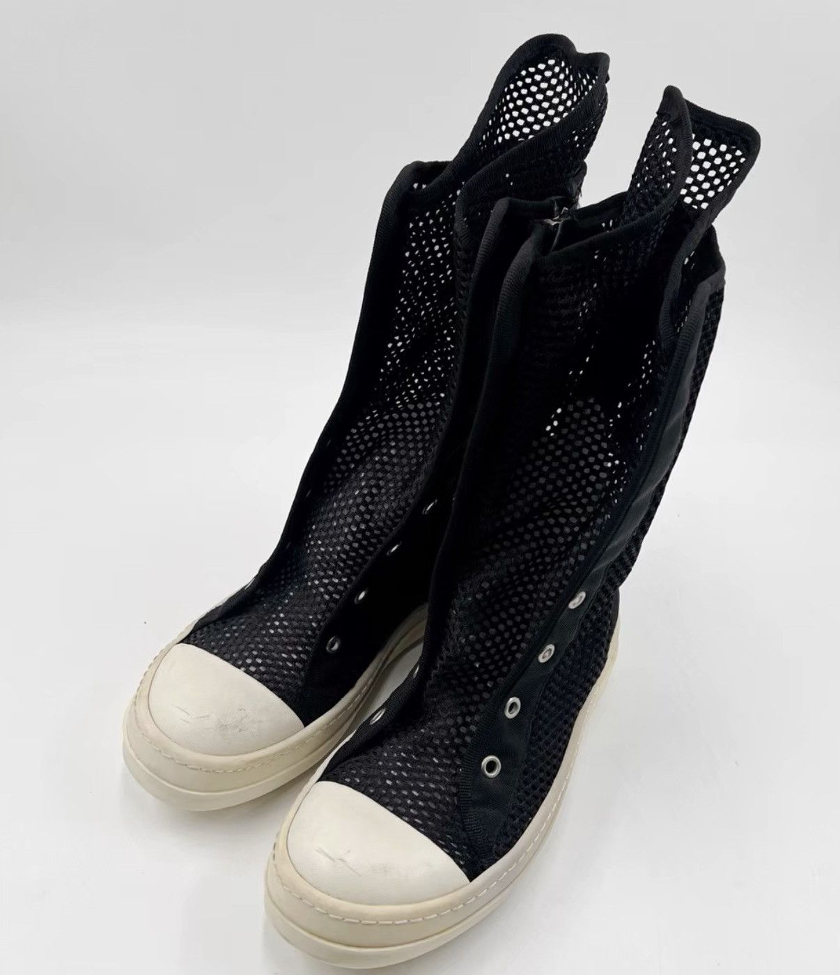 Rick Owens Rick Owens / RO Black Mesh Breathable High-Top Sneakers K12 Size US 5 / IT 35 - 1 Thumbnail