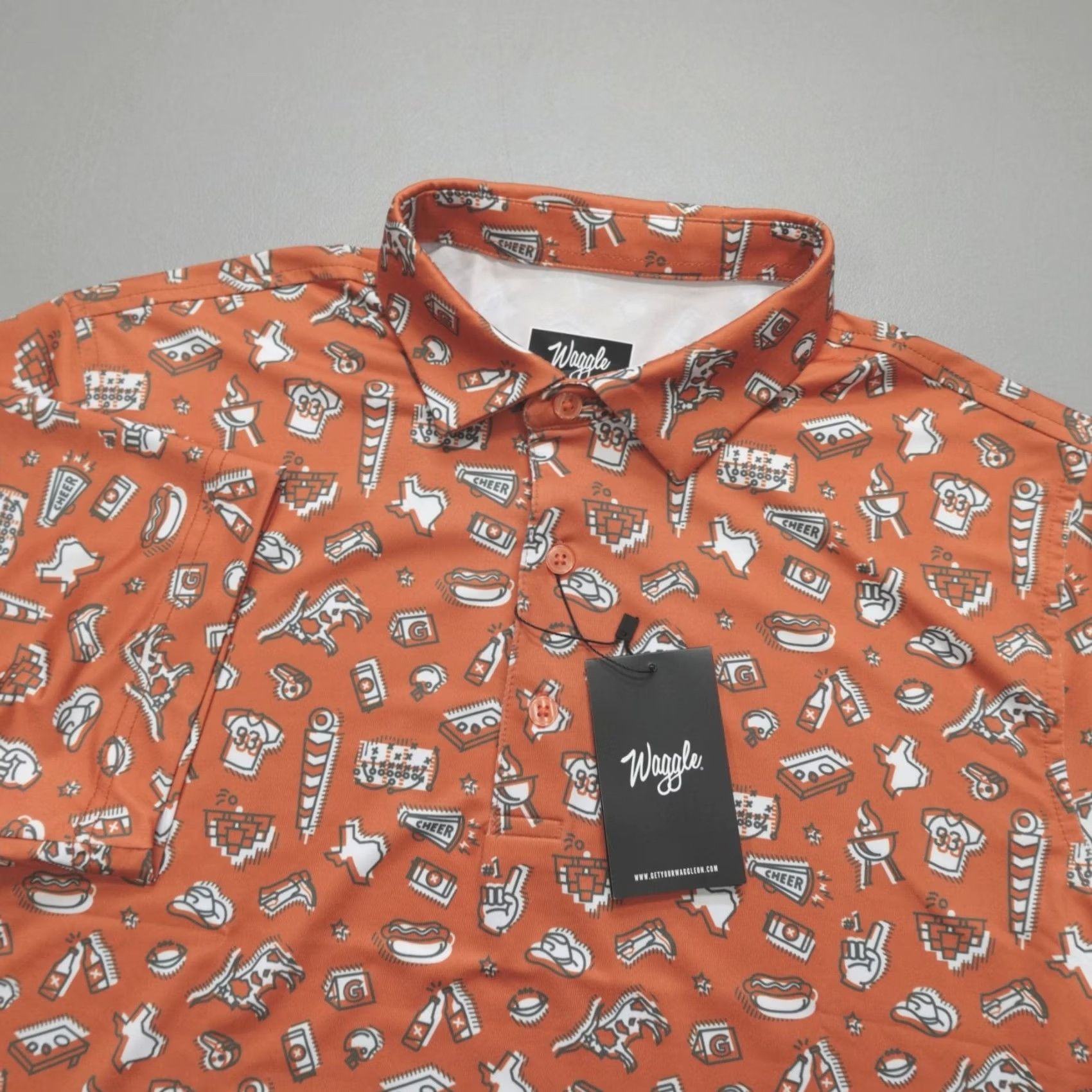 Vintage Waggle Golf Performance Polo Shirt Texas Game Day Men's M Polo Shirt Orange Golf + Texas + Waggle + Men's M Size US M / EU 48-50 / 2 - 2 Thumbnail