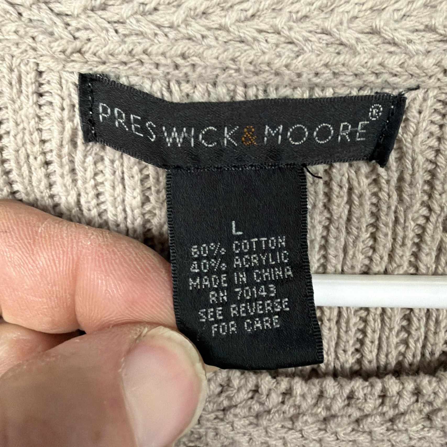 Vintage Preswick & Moore Sweater Womens L Beige Waffle Knit Crew Neck 3/4 Sleeve Casual Travel Knitwear | Fall Winter Spring Fashion Womens Size L / US 10 / IT 46 - 4 Thumbnail