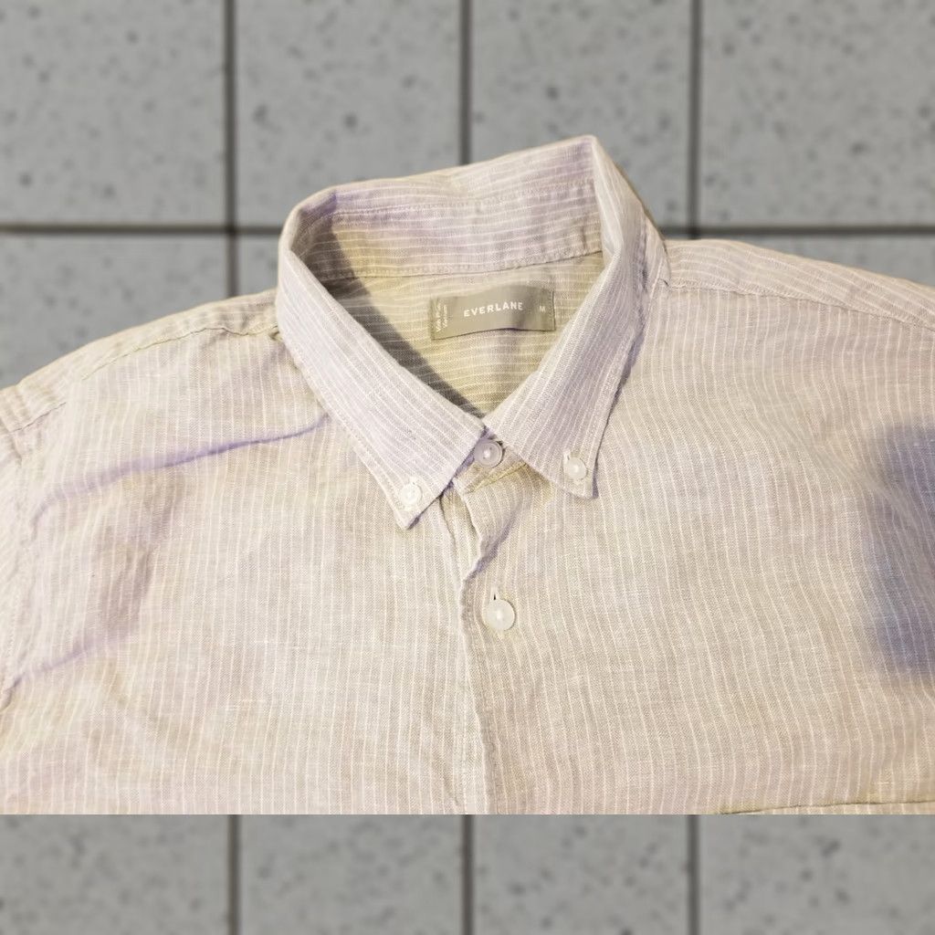 Everlane VINTAGE? No — Everlane Linen Dress Shirt M Medium Gray Button-Up Shirt Mens Regular Collar-Down Long Sleeve Casual連 Size 40R - 1 Thumbnail