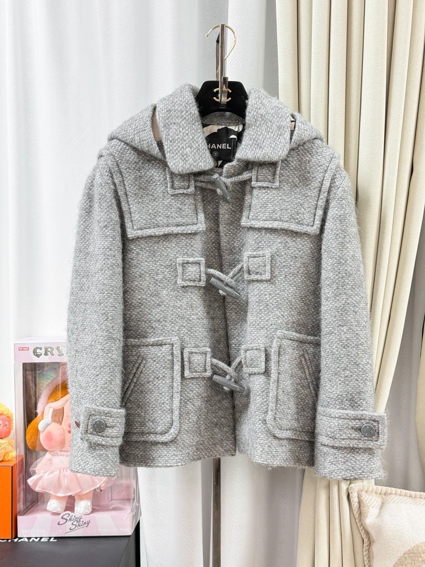 Chanel Chanel Silver-Gray Horn Button Hooded Coat Size XXS / US 00 / IT 34 - 1 Thumbnail