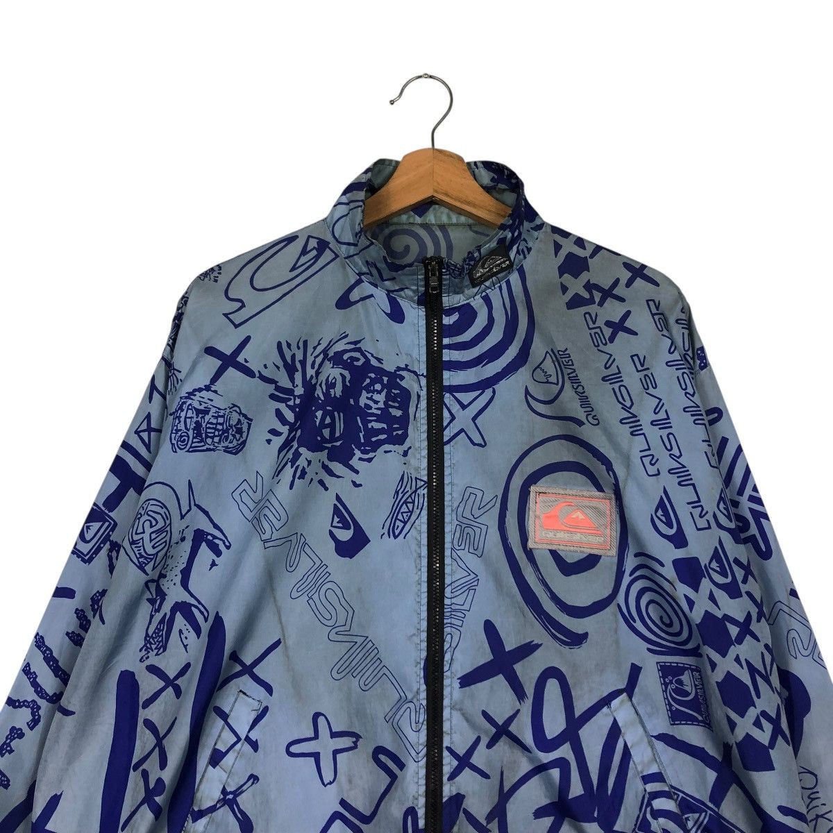 Quiksilver 🔥VINTAGE BOMBER JACKET ZIPPER QUICKSILVER OVERPRINT Size US L / EU 52-54 / 3 - 5 Thumbnail