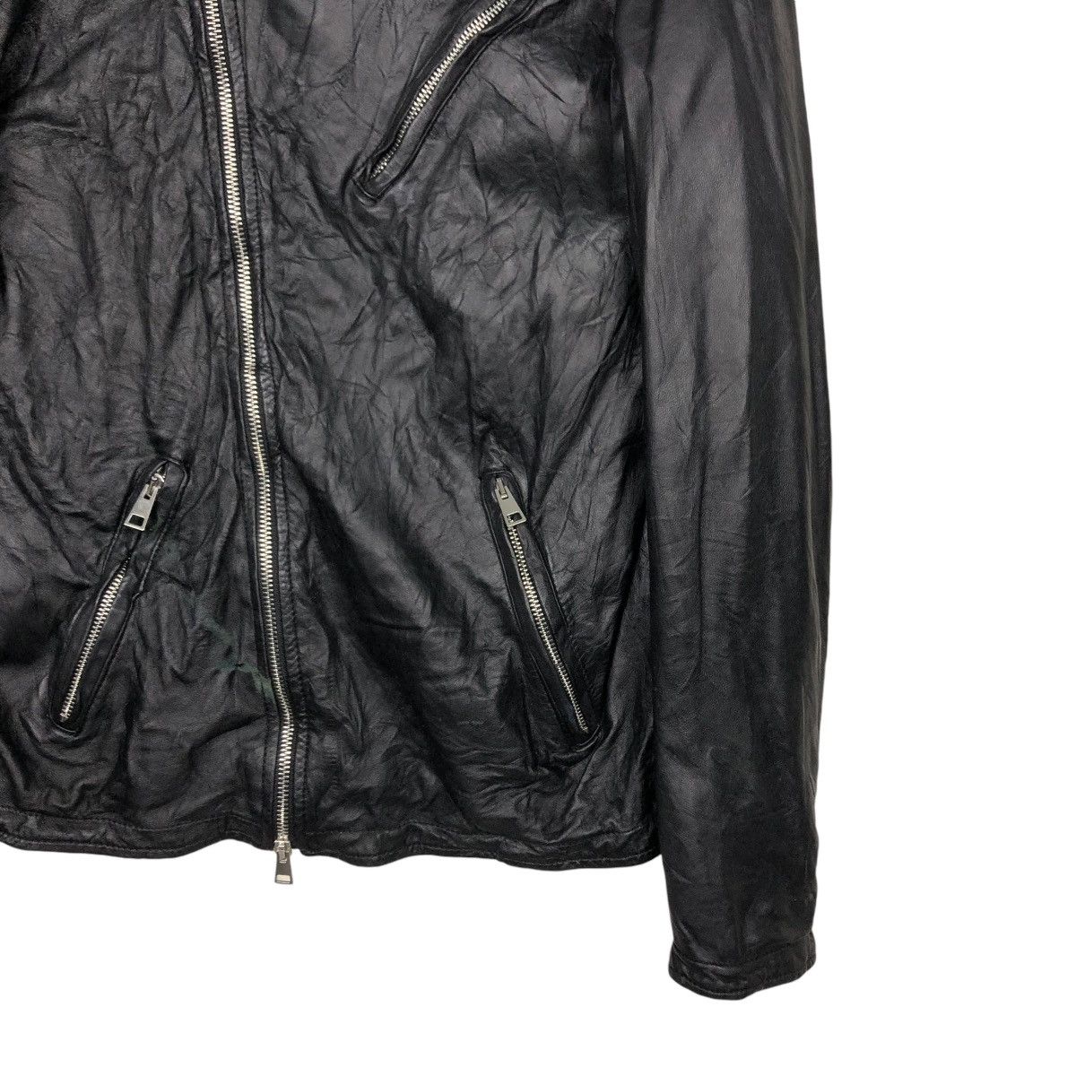 Vera Pelle 🔥CROPPED LEATHER JACKET BIKER ASYMMETRICAL DELAN ITALY Size US M / EU 48-50 / 2 - 7 Thumbnail