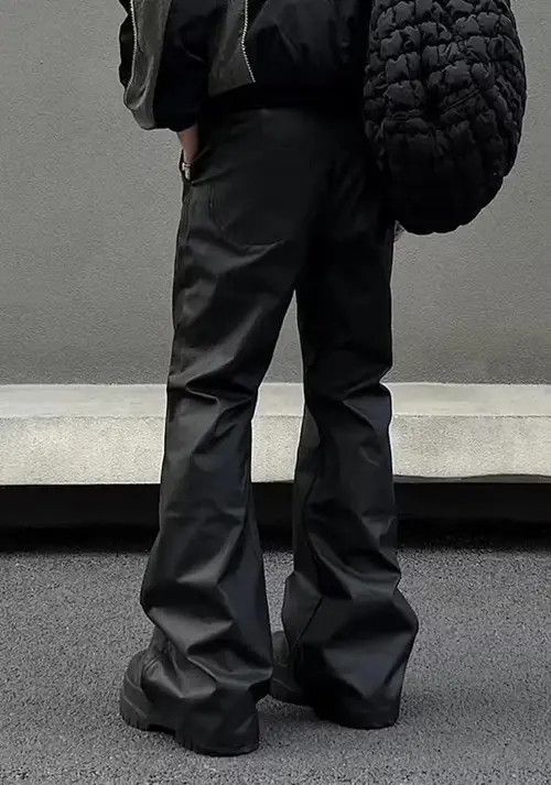 Japanese Brand × Vintage Avant garde retro pu leather flare pants Size US 32 / EU 48 - 1 Thumbnail