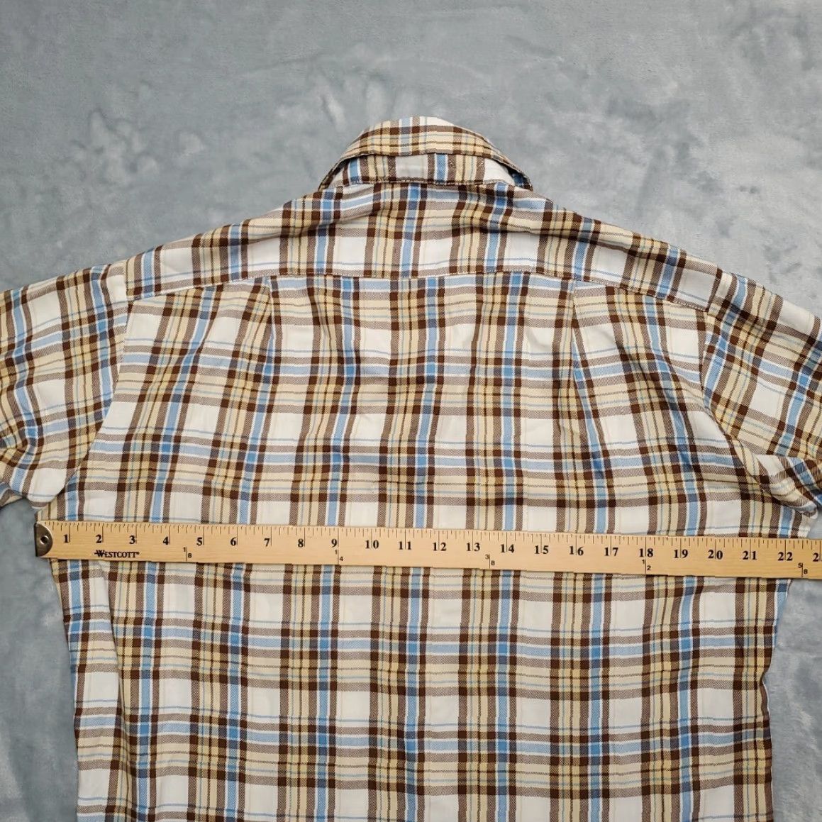 Eddie Bauer VINTAGE Eddie Bauer Shirt Mens M Blue Brown Plaid Brushed Twill 70s Retro Short Sleeve Button-Up Casual Mens Size US M / EU 48-50 / 2 - 6 Thumbnail