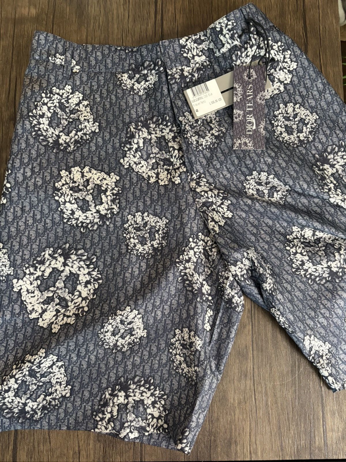 DENIM TEARS × Dior Dior x Denim Tears Oblique Silk Shorts Blue Multi Size 48 Size US 32 / EU 48 - 4 Thumbnail